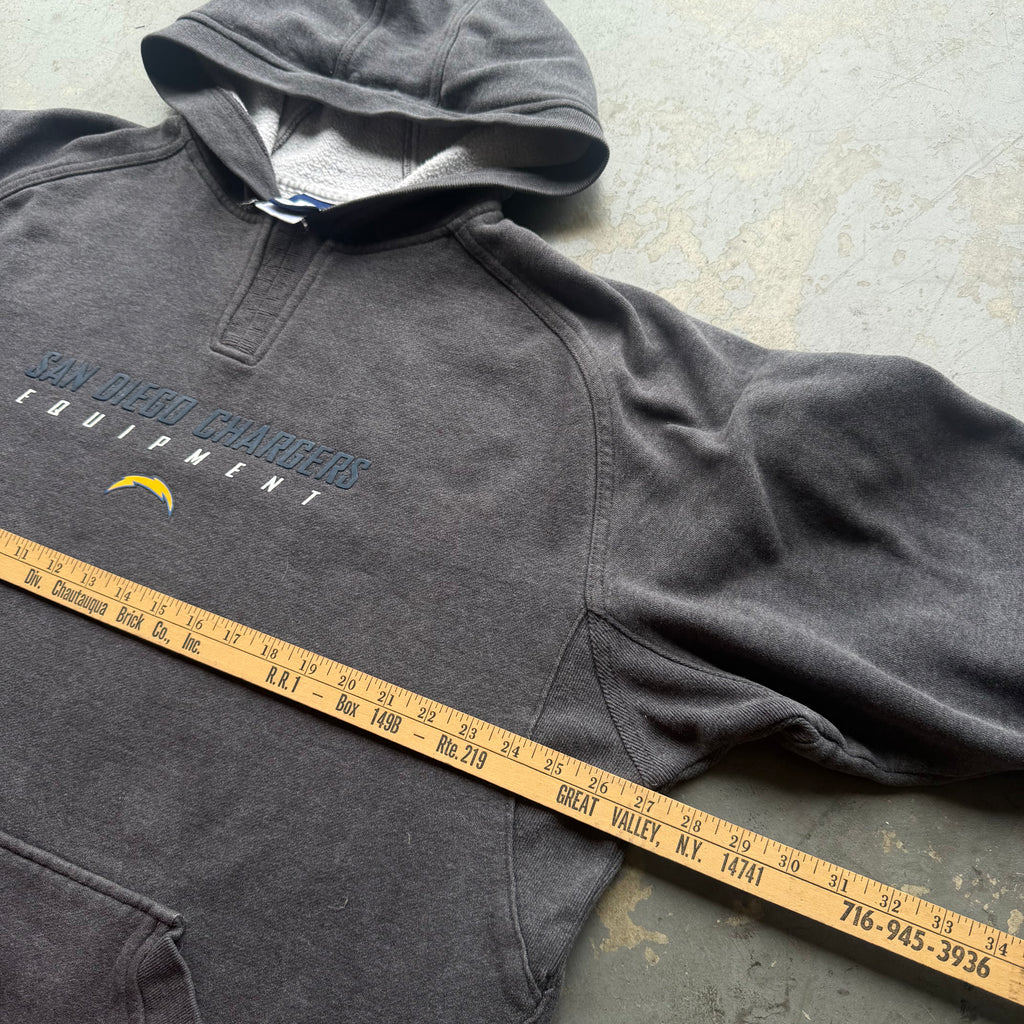 00'S CHARGERS EQUIPMENT REEBOK GREY HOODIE (XL)