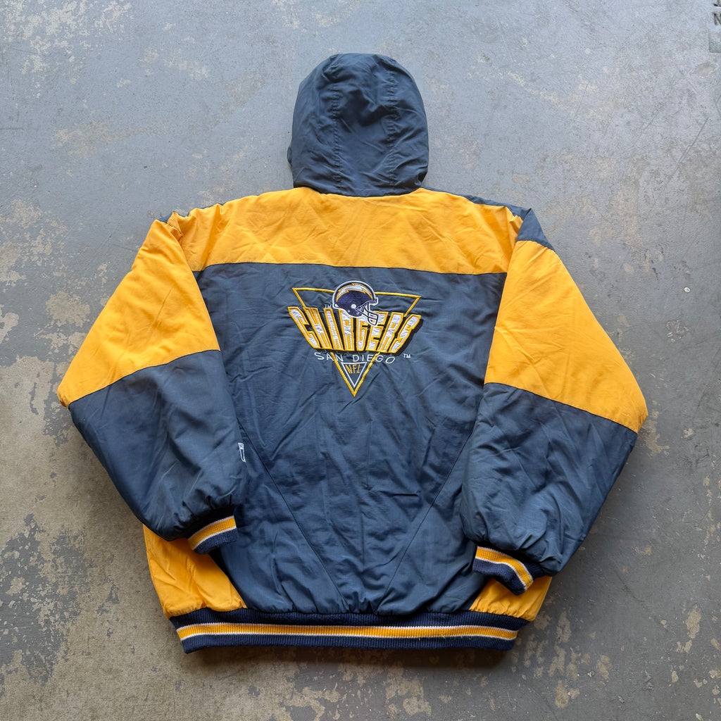 90'S CHARGERS LOGO 7 PUFFER JACKET (L)