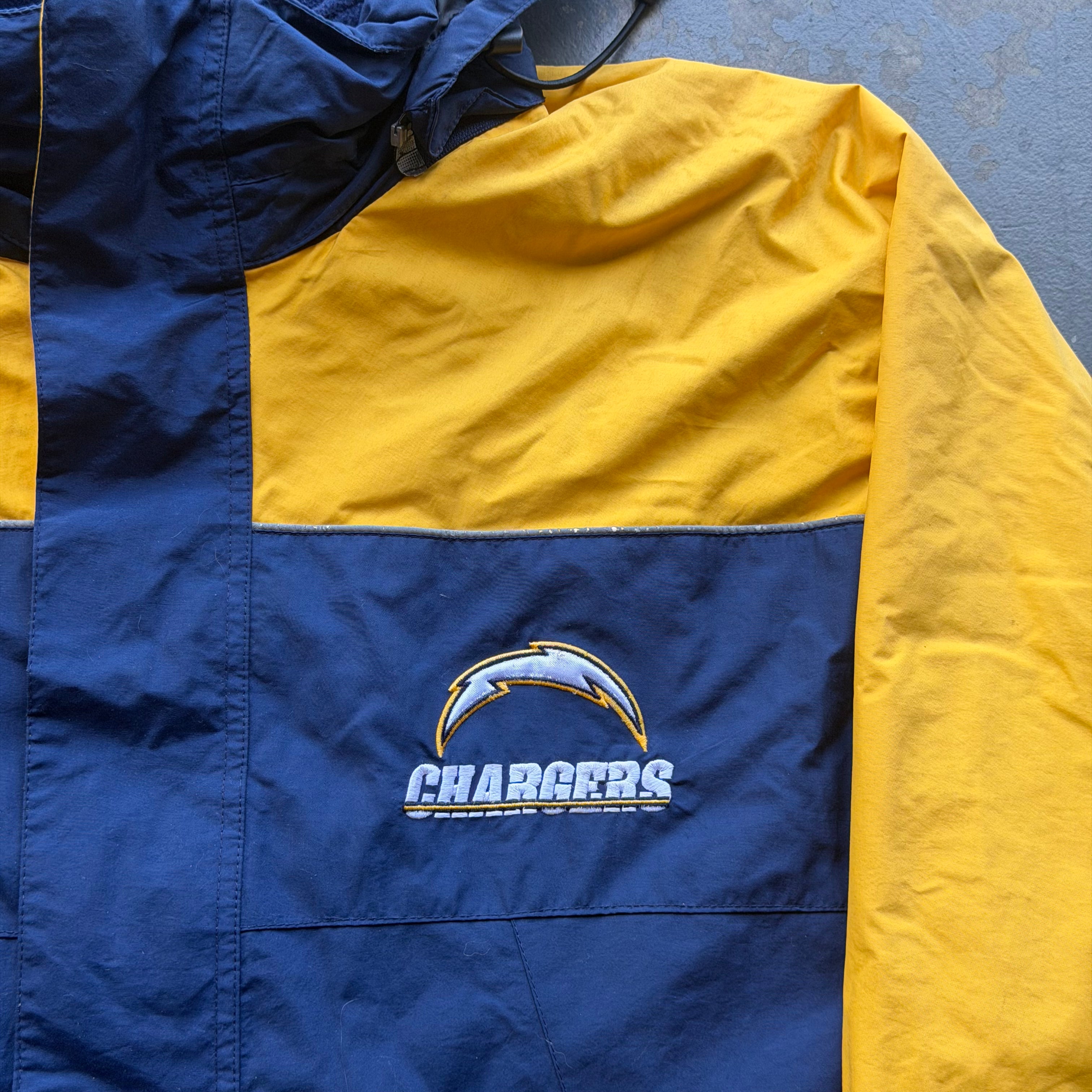 00'S CHARGERS NFL HOODED NYLON SHELL JACKET (L)