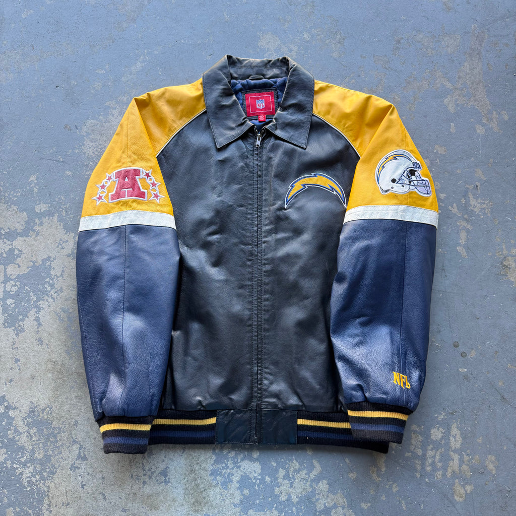 00’S CHARGERS LEATHER JACKET (L)