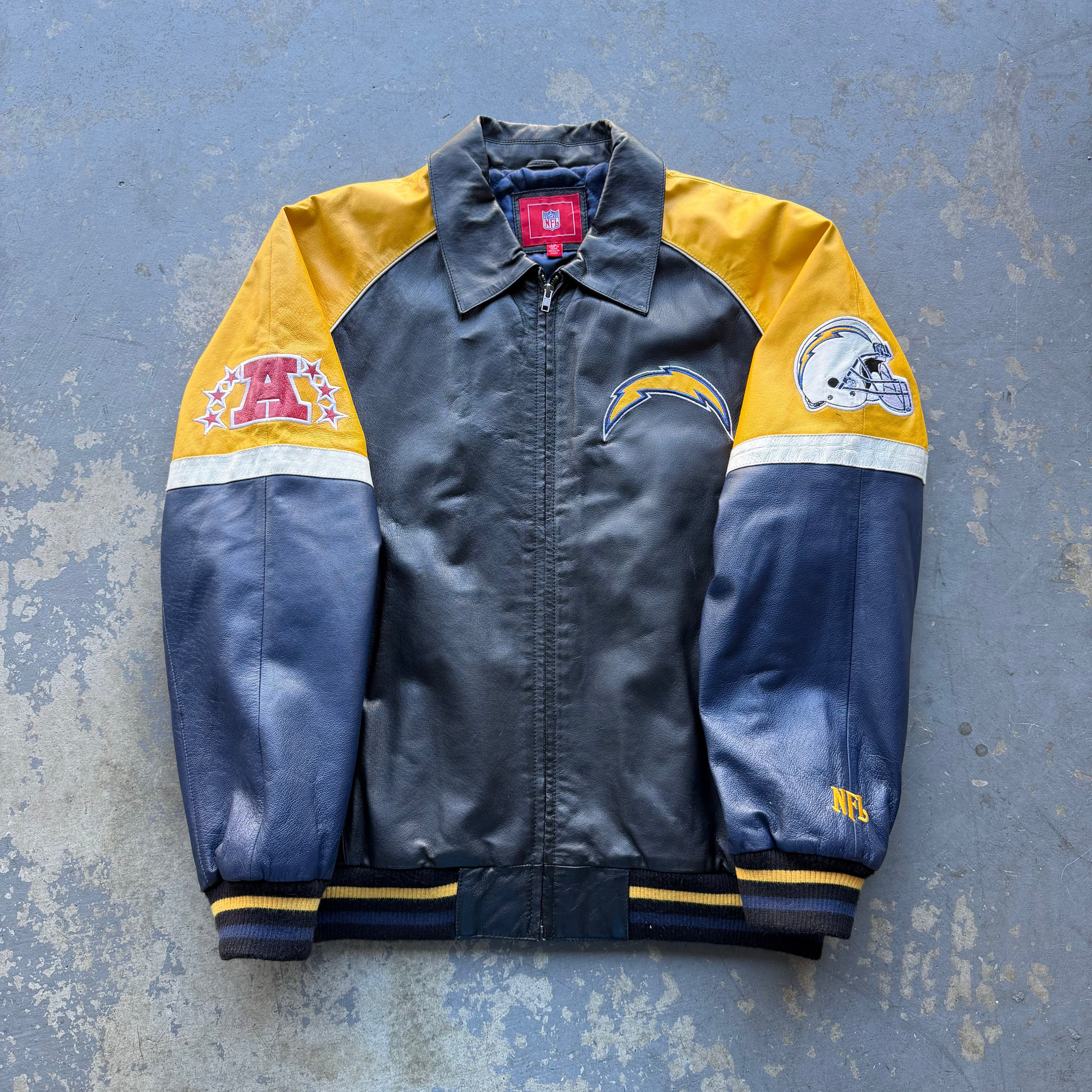 00’S CHARGERS LEATHER JACKET (L)