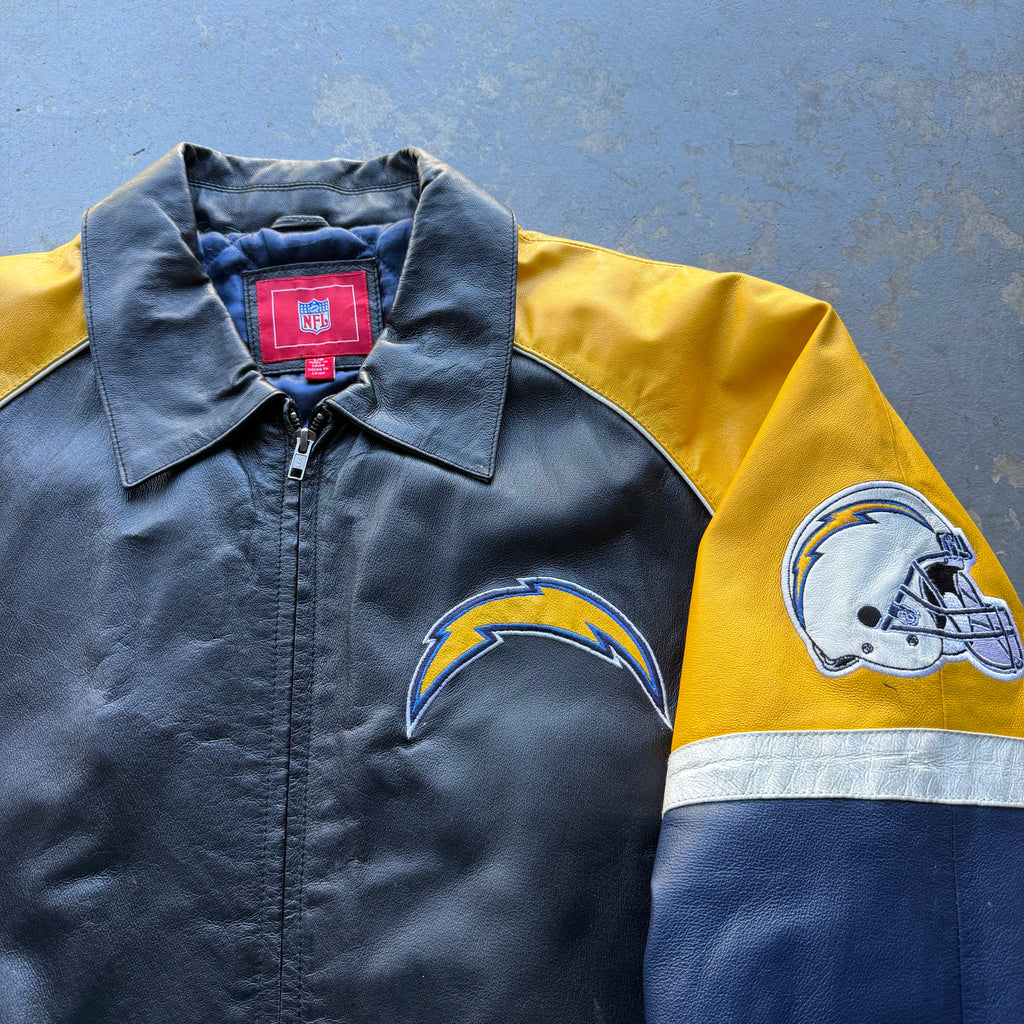 00’S CHARGERS LEATHER JACKET (L)