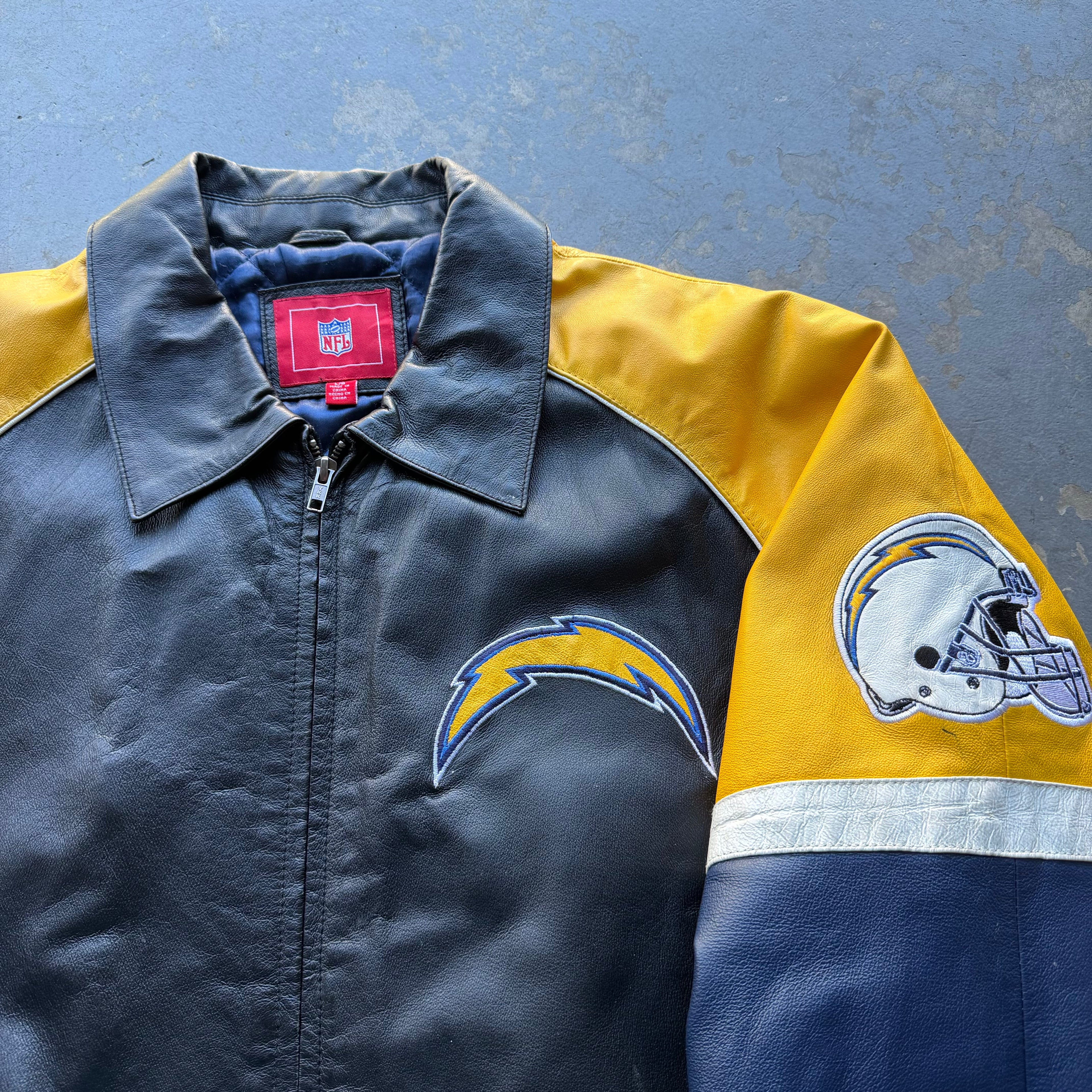 00’S CHARGERS LEATHER JACKET (L)