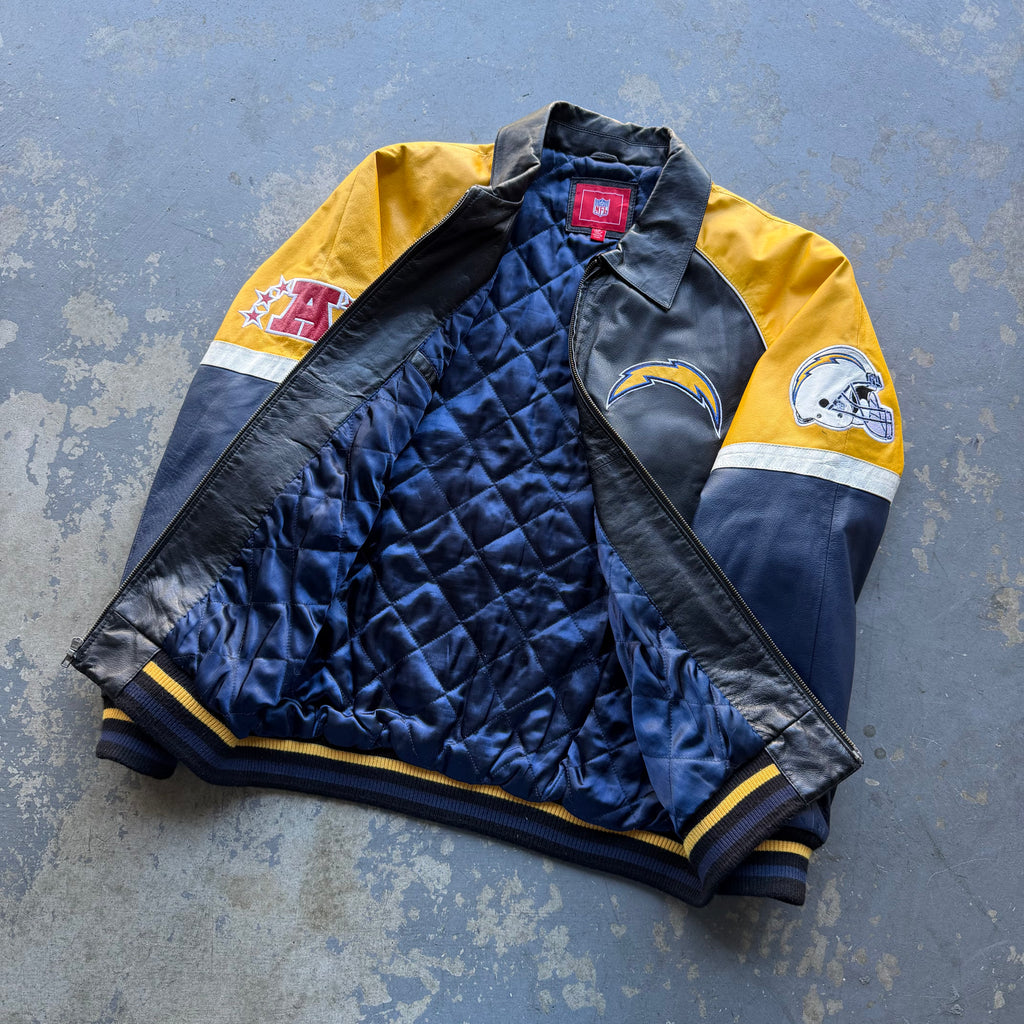 00’S CHARGERS LEATHER JACKET (L)