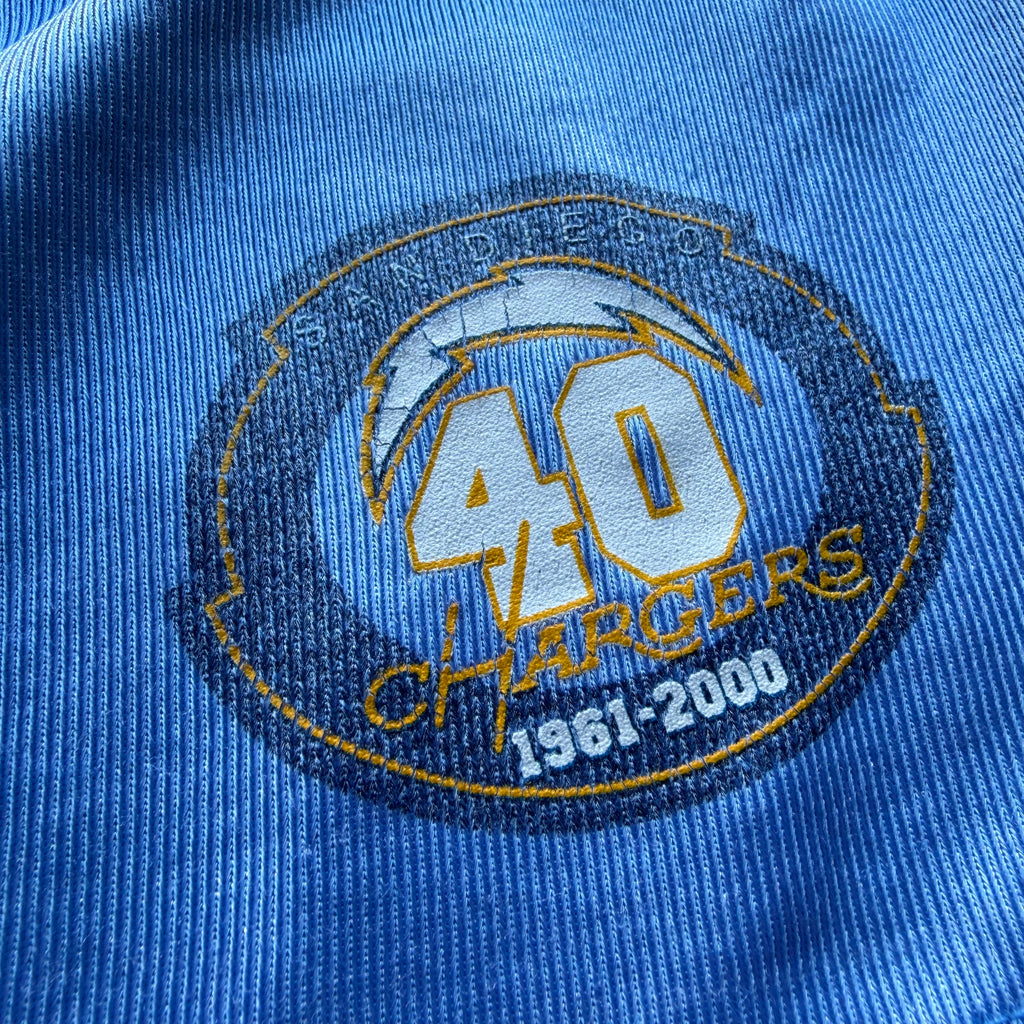 90’S JUNIOR SEAU CHARGERS ADIDAS POWDER BLUE 40TH ANNIVERSARY JERSEY (XXL)