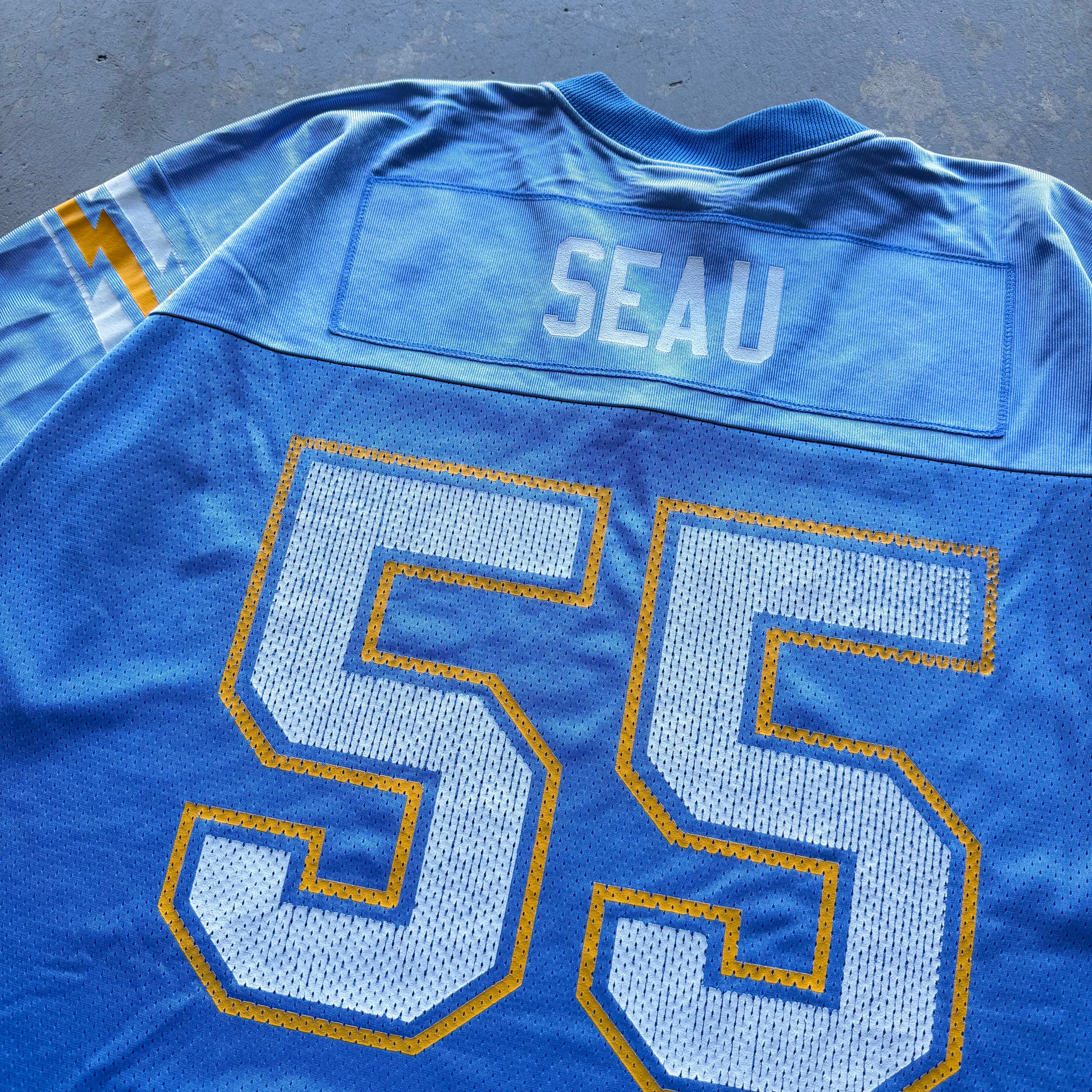 90’S JUNIOR SEAU CHARGERS ADIDAS POWDER BLUE 40TH ANNIVERSARY JERSEY (XXL)