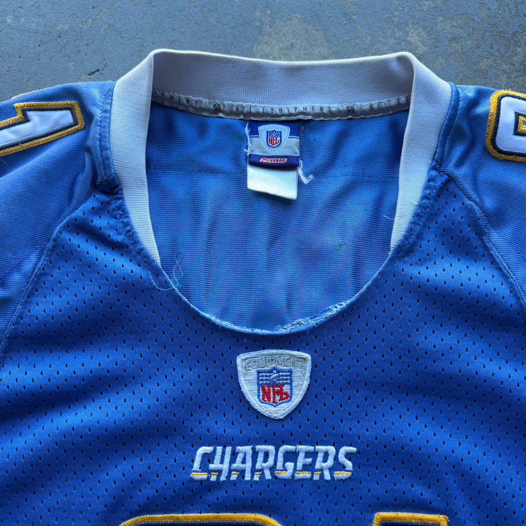 00’S LADANIAN TOMLINSON CHARGERS REEBOK POWDER BLUE JERSEY (48) L