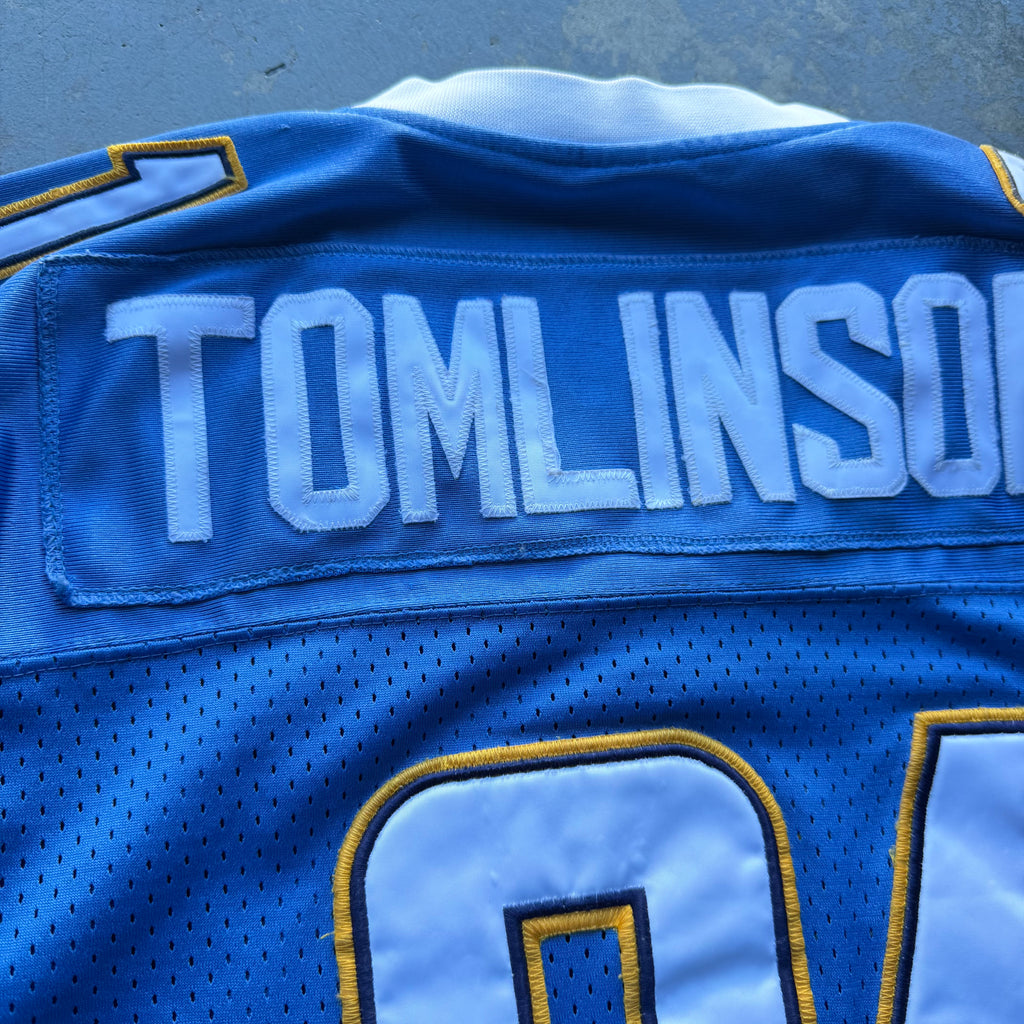 00’S LADANIAN TOMLINSON CHARGERS REEBOK POWDER BLUE JERSEY (48) L