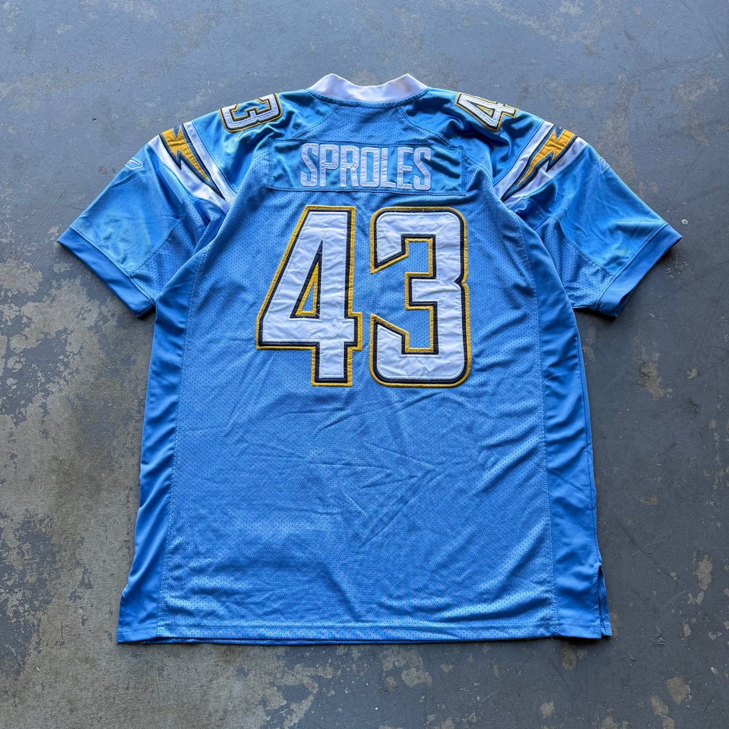 00’S DARREN SPROLES CHARGERS REEBOK POWDER BLUE JERSEY (54) XXL
