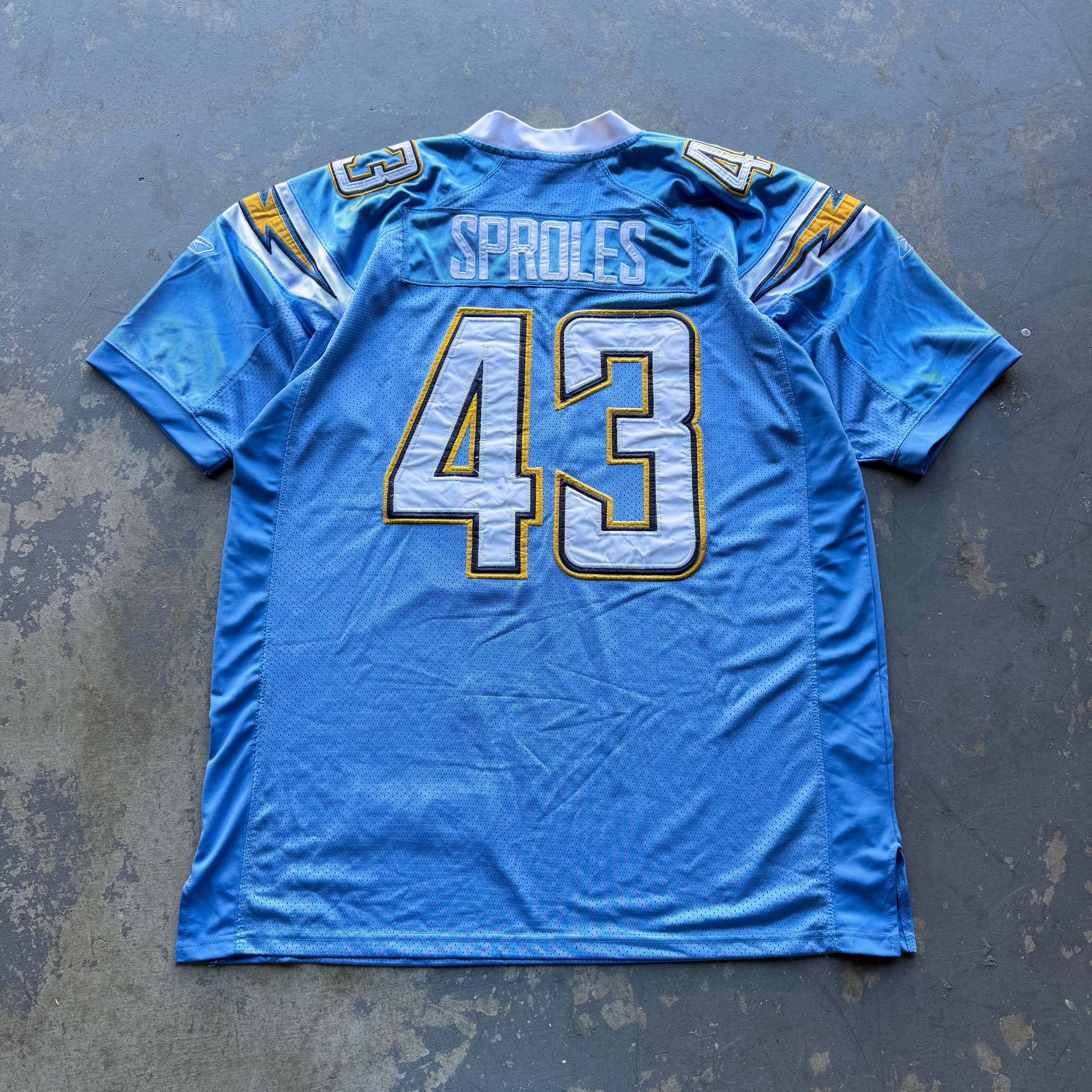 00’S DARREN SPROLES CHARGERS REEBOK POWDER BLUE JERSEY (54) XXL