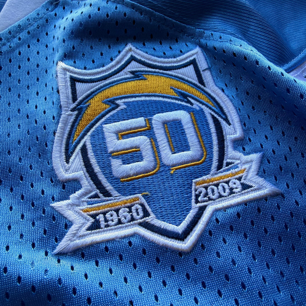 2009 PHILIP RIVERS CHARGERS POWDER BLUE 50TH ANNIVERSARY PATCH JERSEY (48) XL