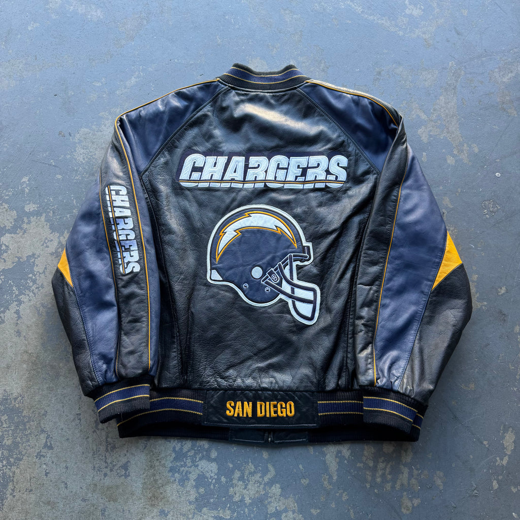 SAN DIEGO CHARGERS G-3 CARL BANKS LEATHER JACKET (XXL)