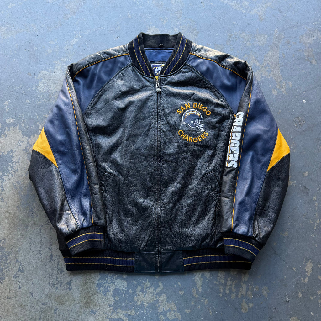 SAN DIEGO CHARGERS G-3 CARL BANKS LEATHER JACKET (XXL)