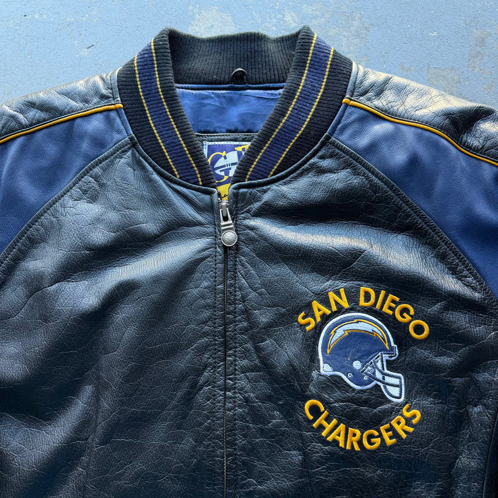 SAN DIEGO CHARGERS G-3 CARL BANKS LEATHER JACKET (XXL)