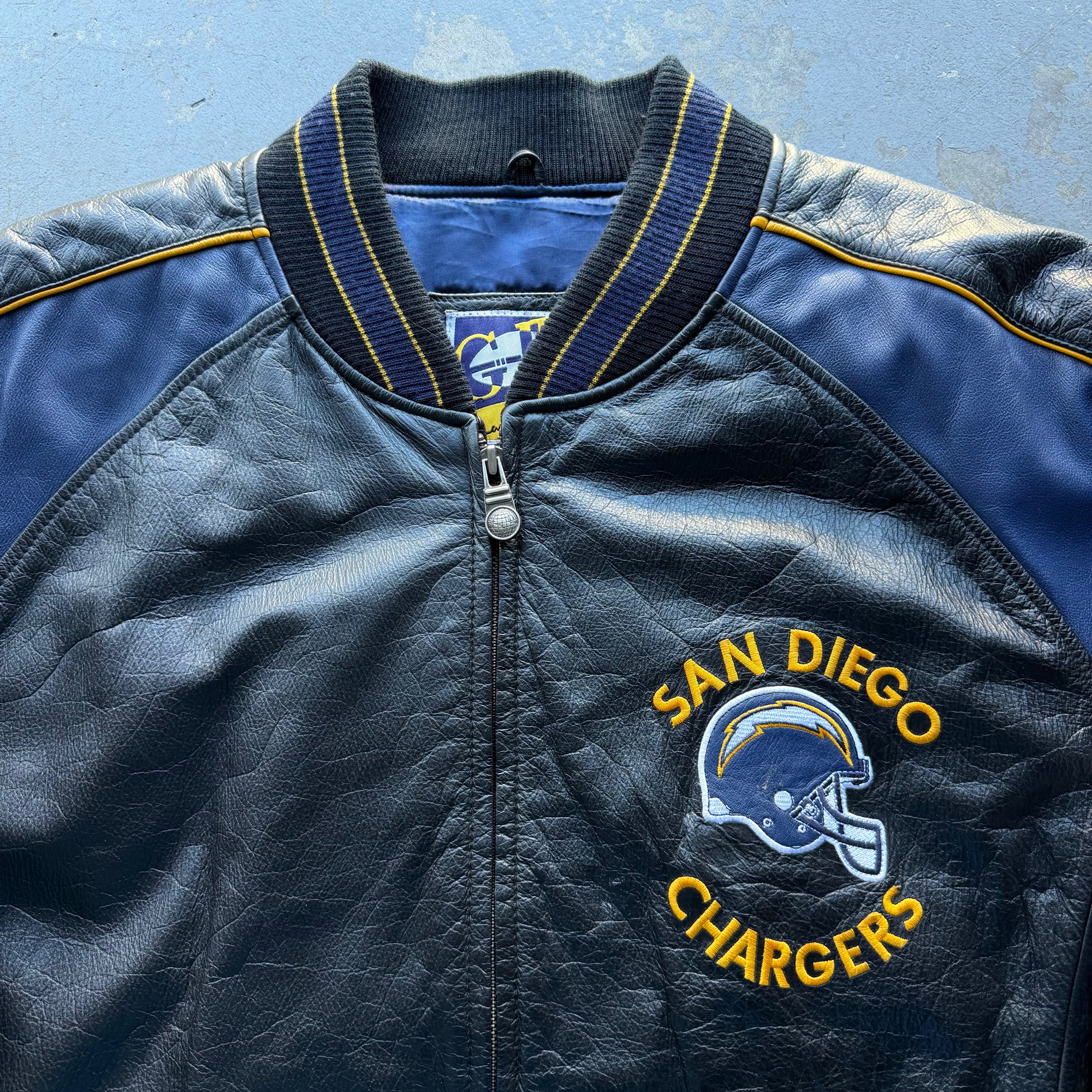 SAN DIEGO CHARGERS G-3 CARL BANKS LEATHER JACKET (XXL)