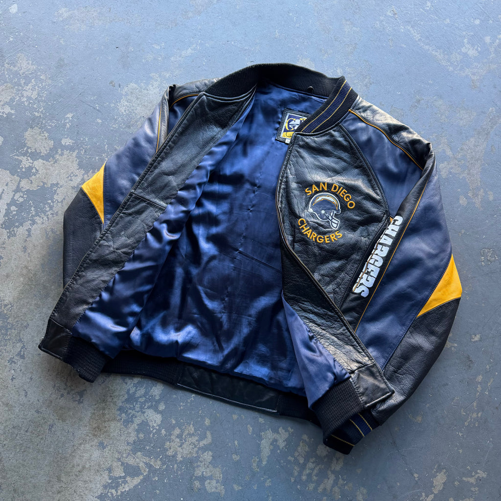 SAN DIEGO CHARGERS G-3 CARL BANKS LEATHER JACKET (XXL)