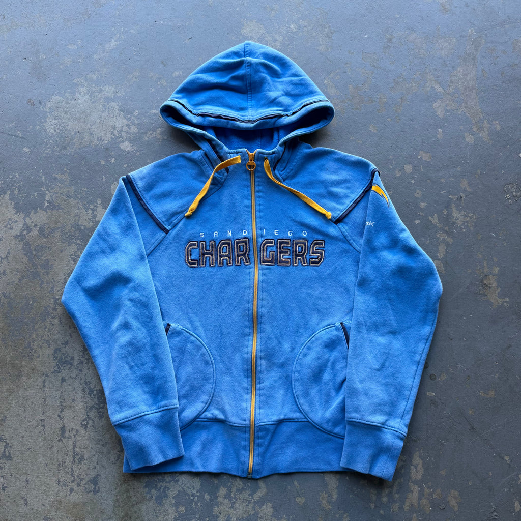 REEBOK CHARGERS POWDER BLUE ZIP UP HOODIE (M)