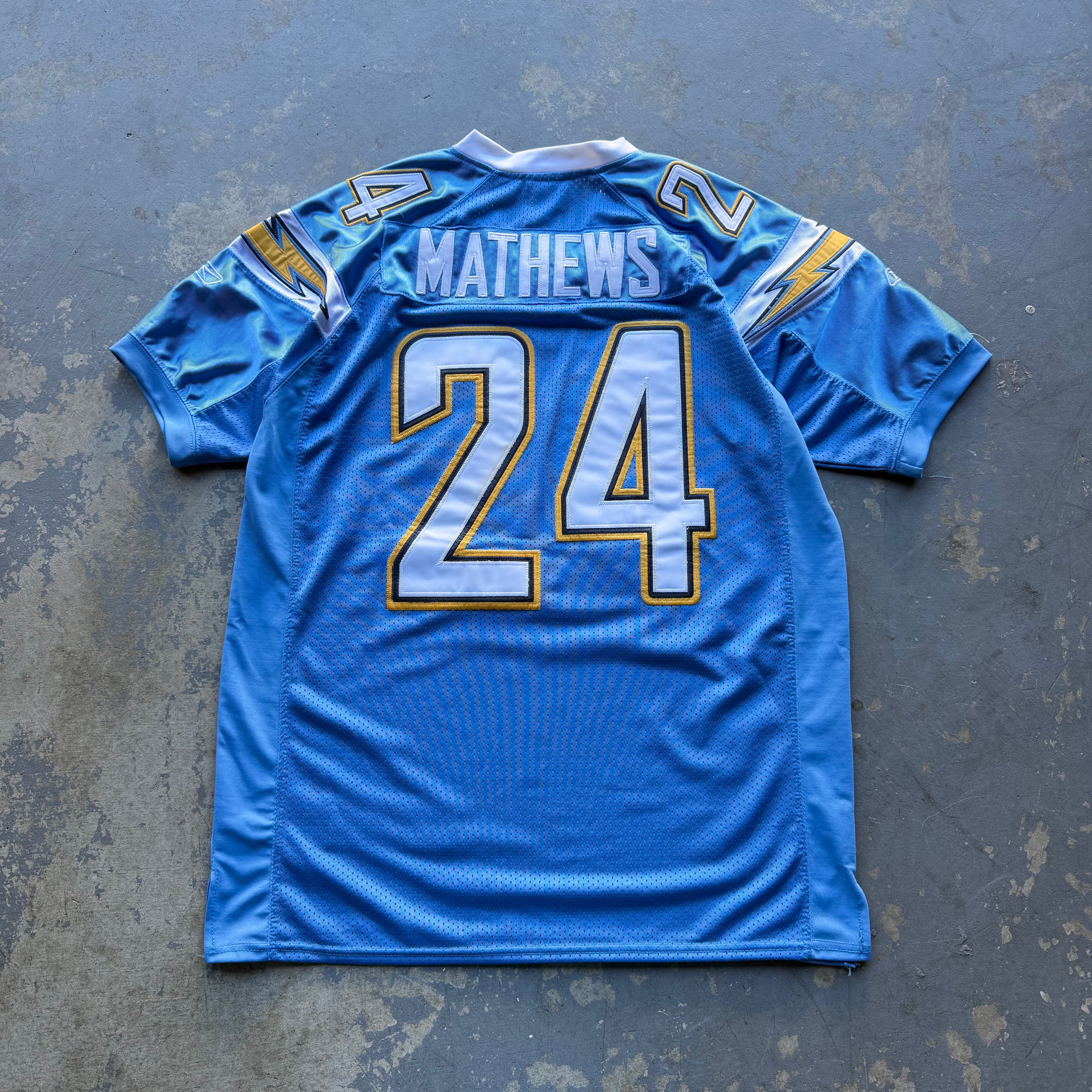 00’S RYAN MATTHEWS CHARGERS REEBOK POWDER BLUE JERSEY (50) XL