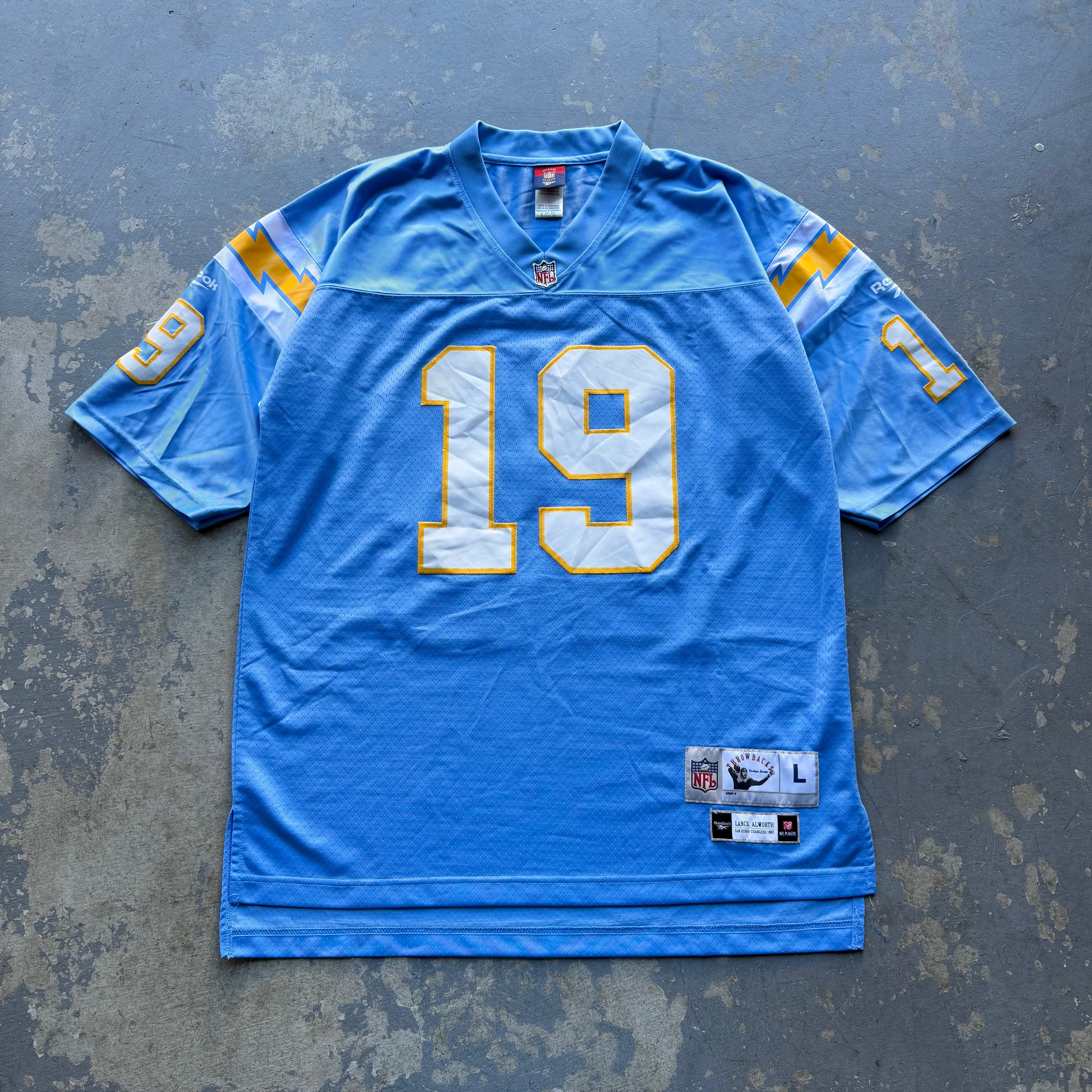 00’S LANCE ALWORTH CHARGERS REEBOK THROWBACK POWDER BLUE JERSEY (L)