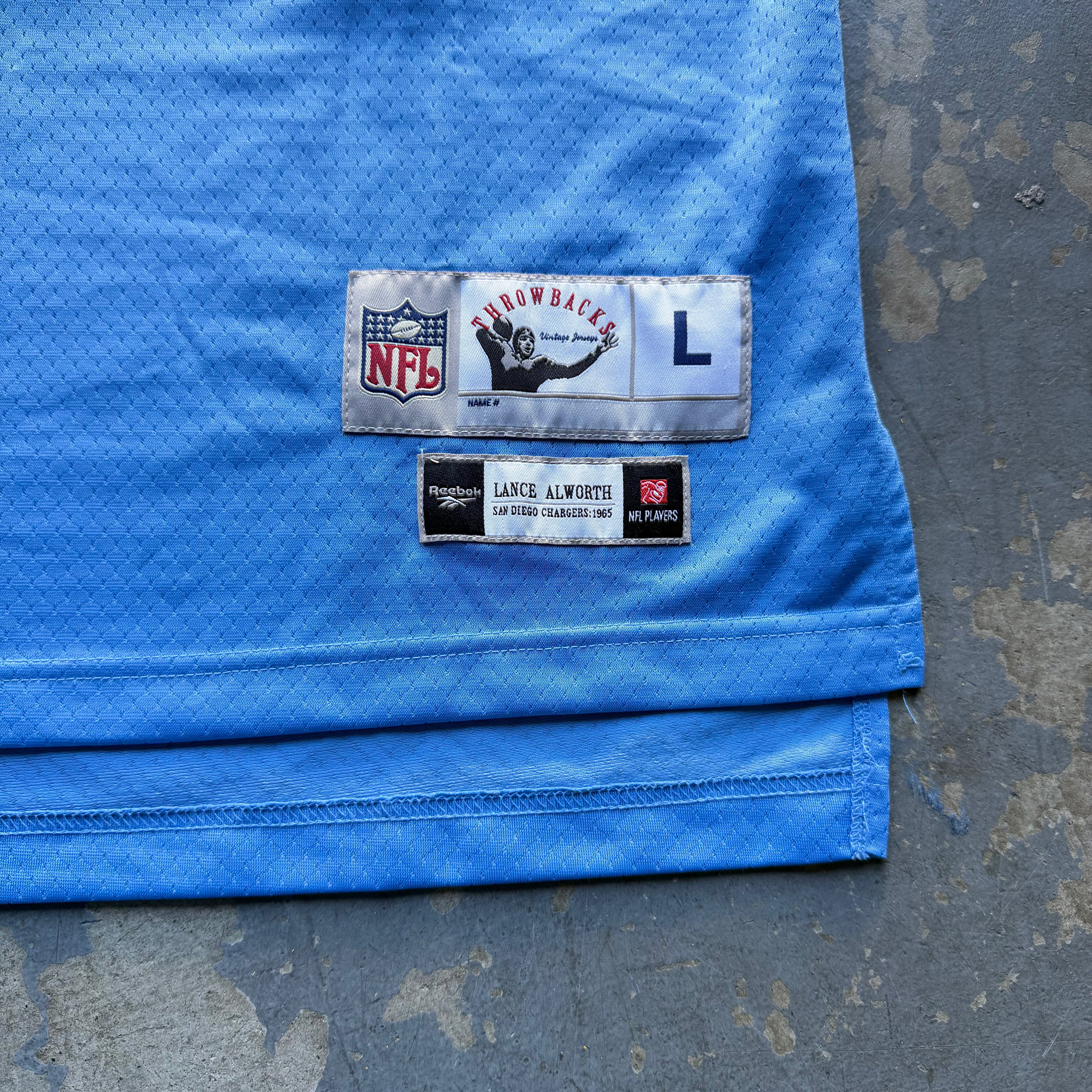 00’S LANCE ALWORTH CHARGERS REEBOK THROWBACK POWDER BLUE JERSEY (L)