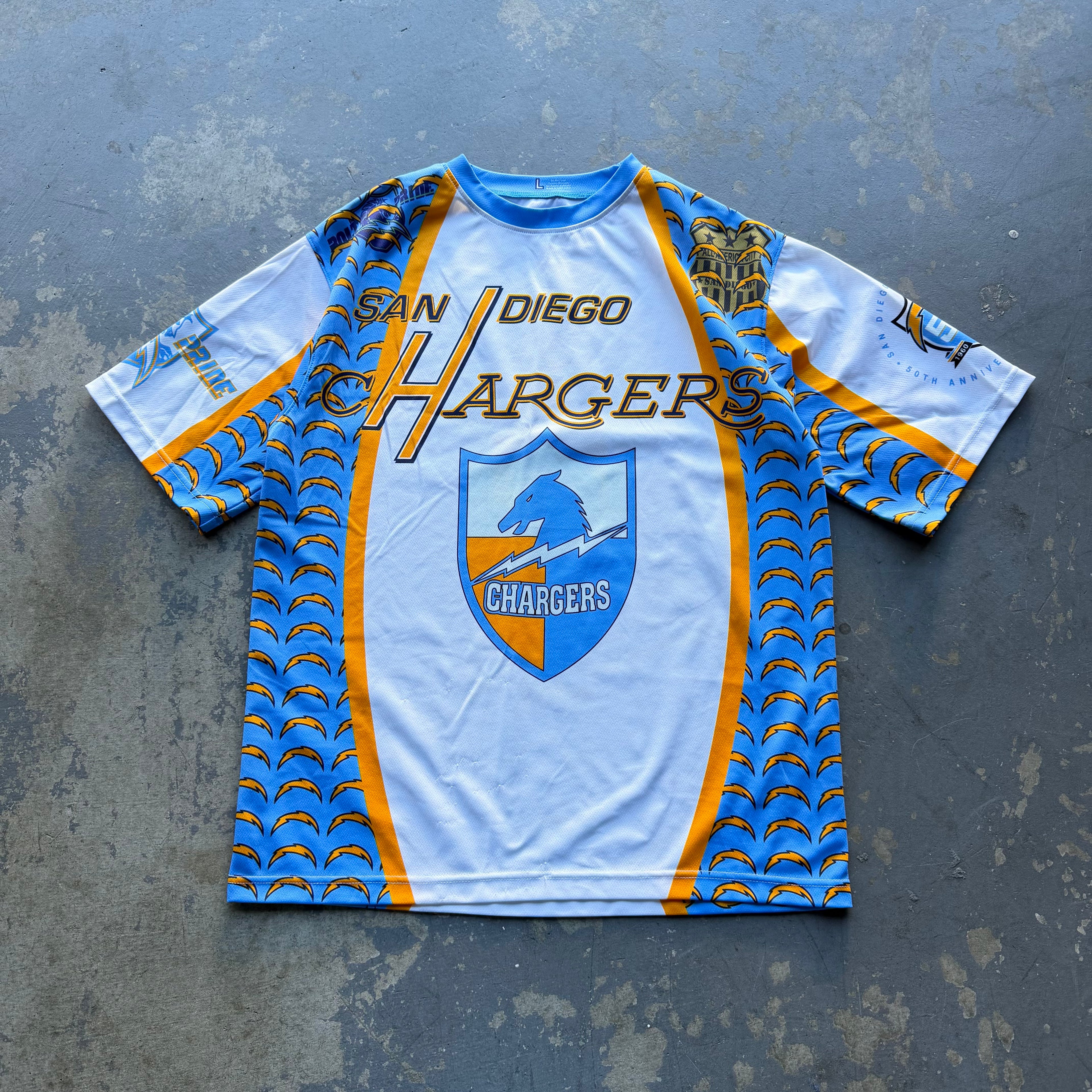 SAN DIEGO CHARGERS 50TH ANNIVERSARY JERSEY SHIRT (L)