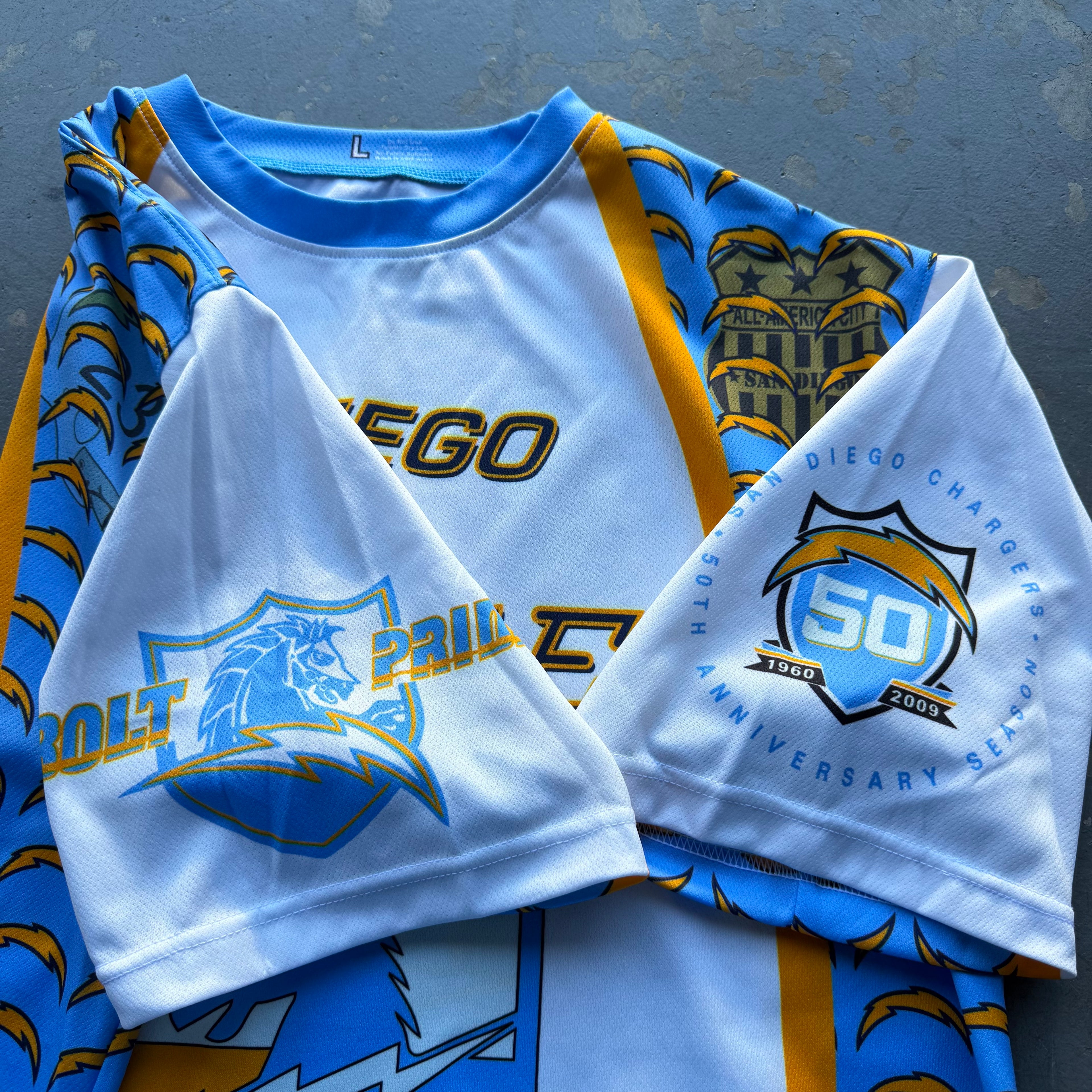 SAN DIEGO CHARGERS 50TH ANNIVERSARY JERSEY SHIRT (L)