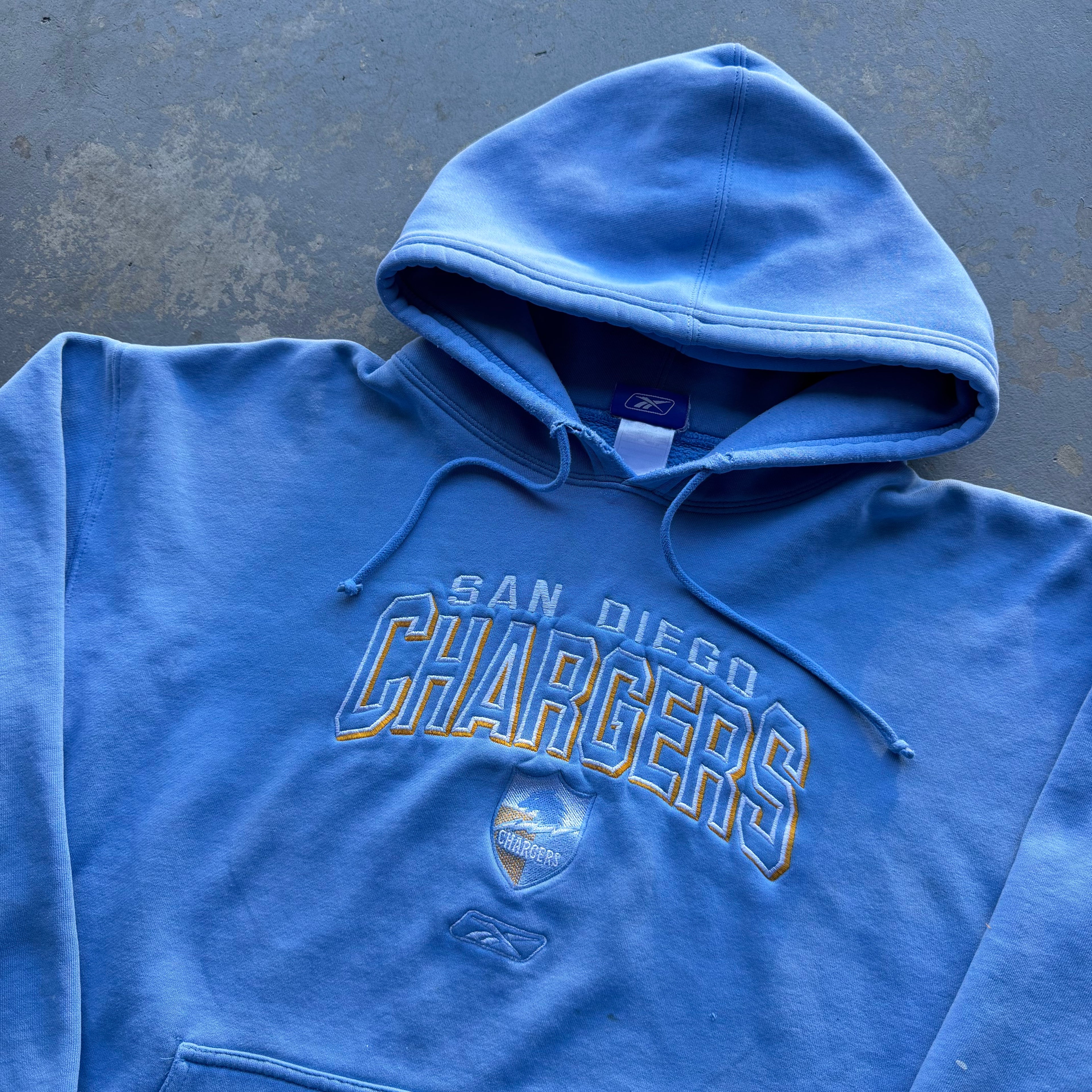 CHARGERS REEBOK EMBROIDERED POWDER BLUE HOODIE (XXL)