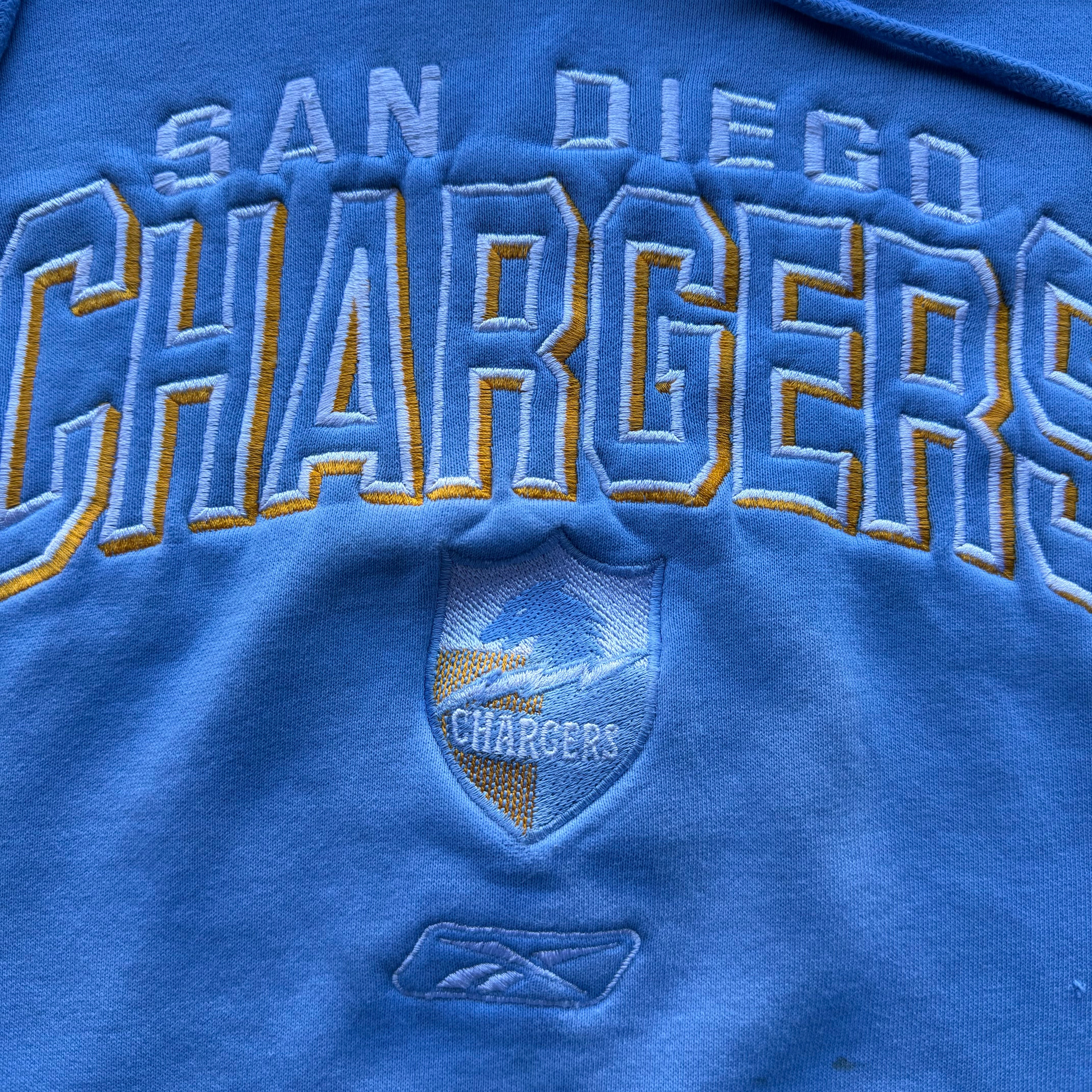 CHARGERS REEBOK EMBROIDERED POWDER BLUE HOODIE (XXL)
