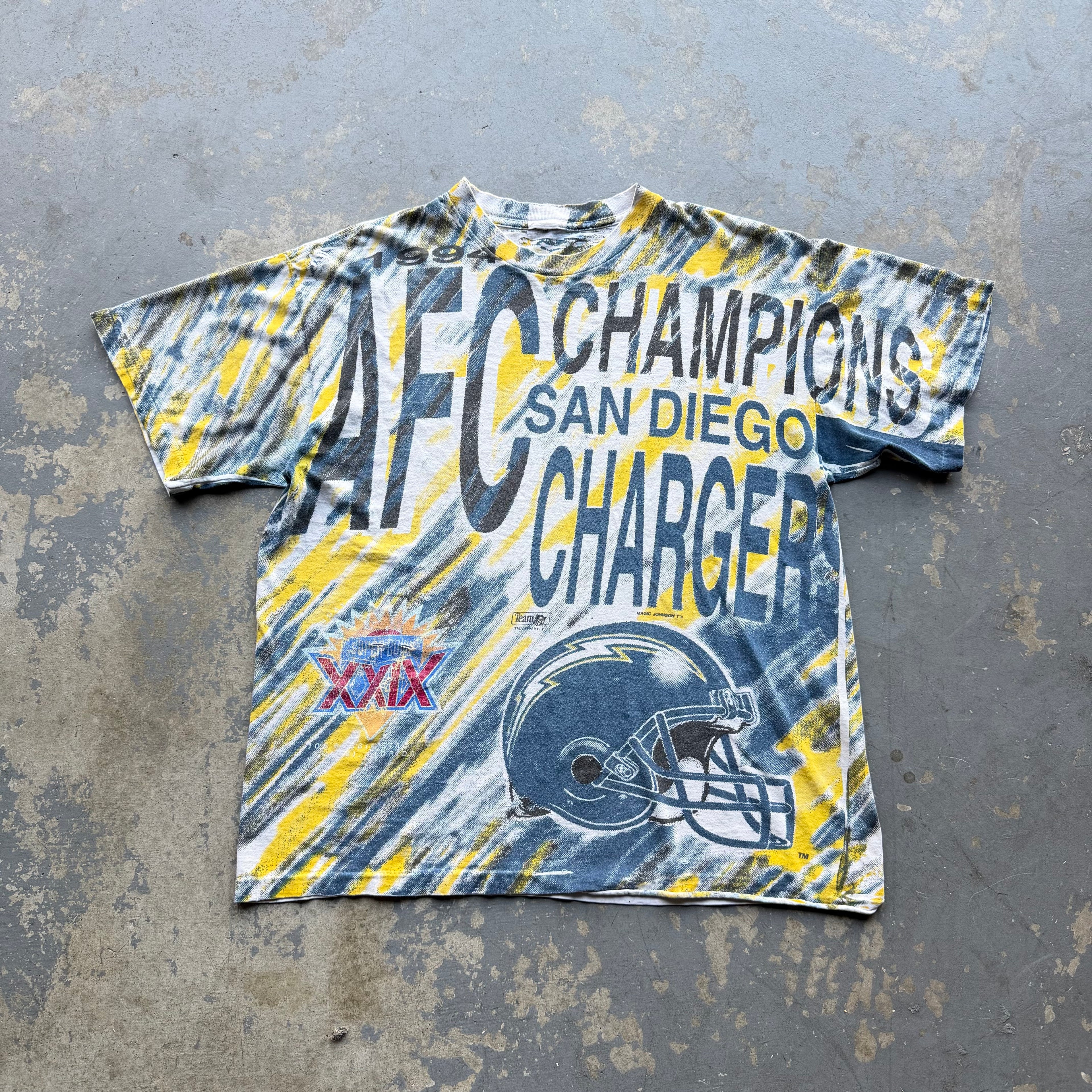 1994 CHARGERS AFC CHAMPIONS ALL OVER PRINT TEE (XL)