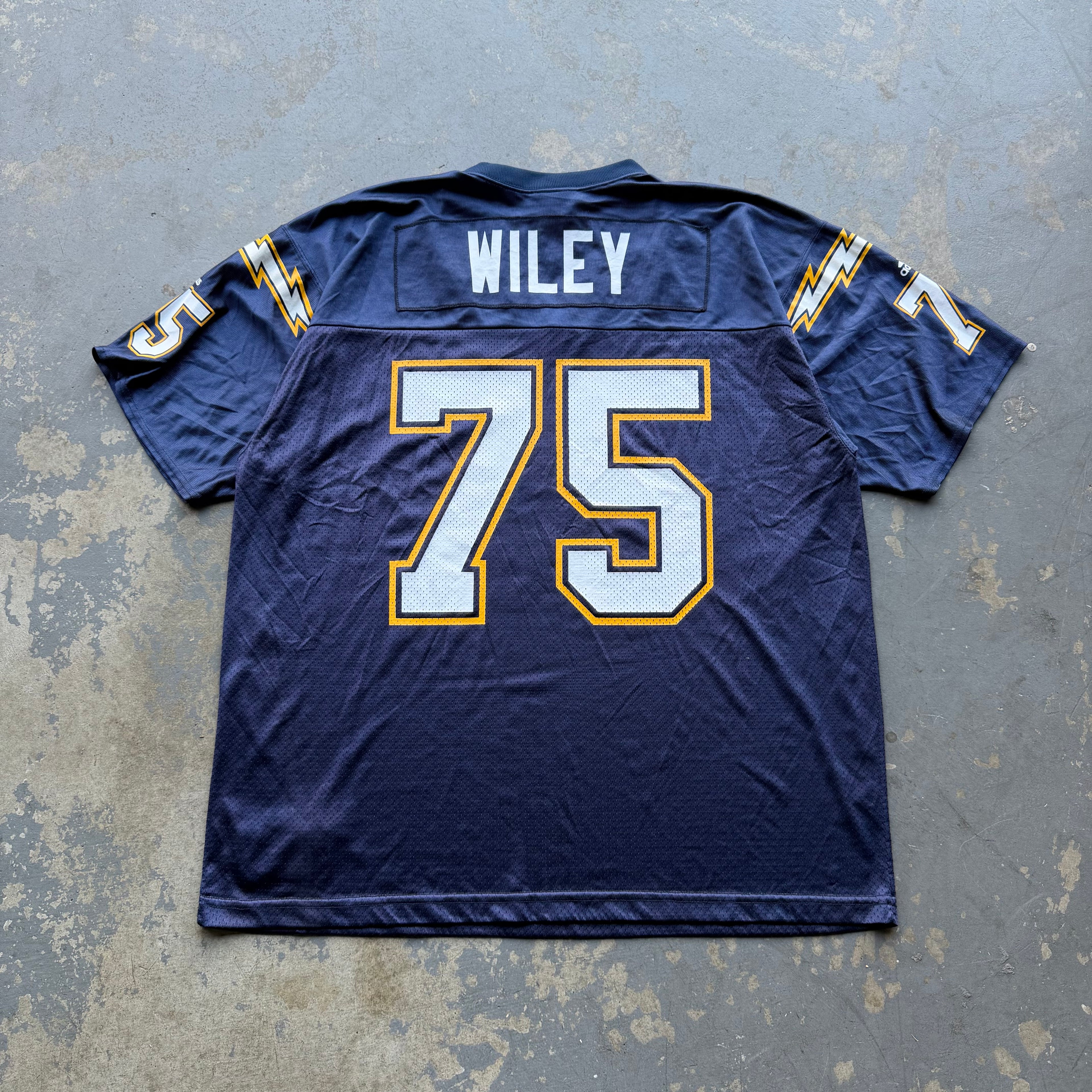 00’S ADIDAS MARCELLUS WILEY CHARGERS NAVY BLUE JERSEY (XXL)