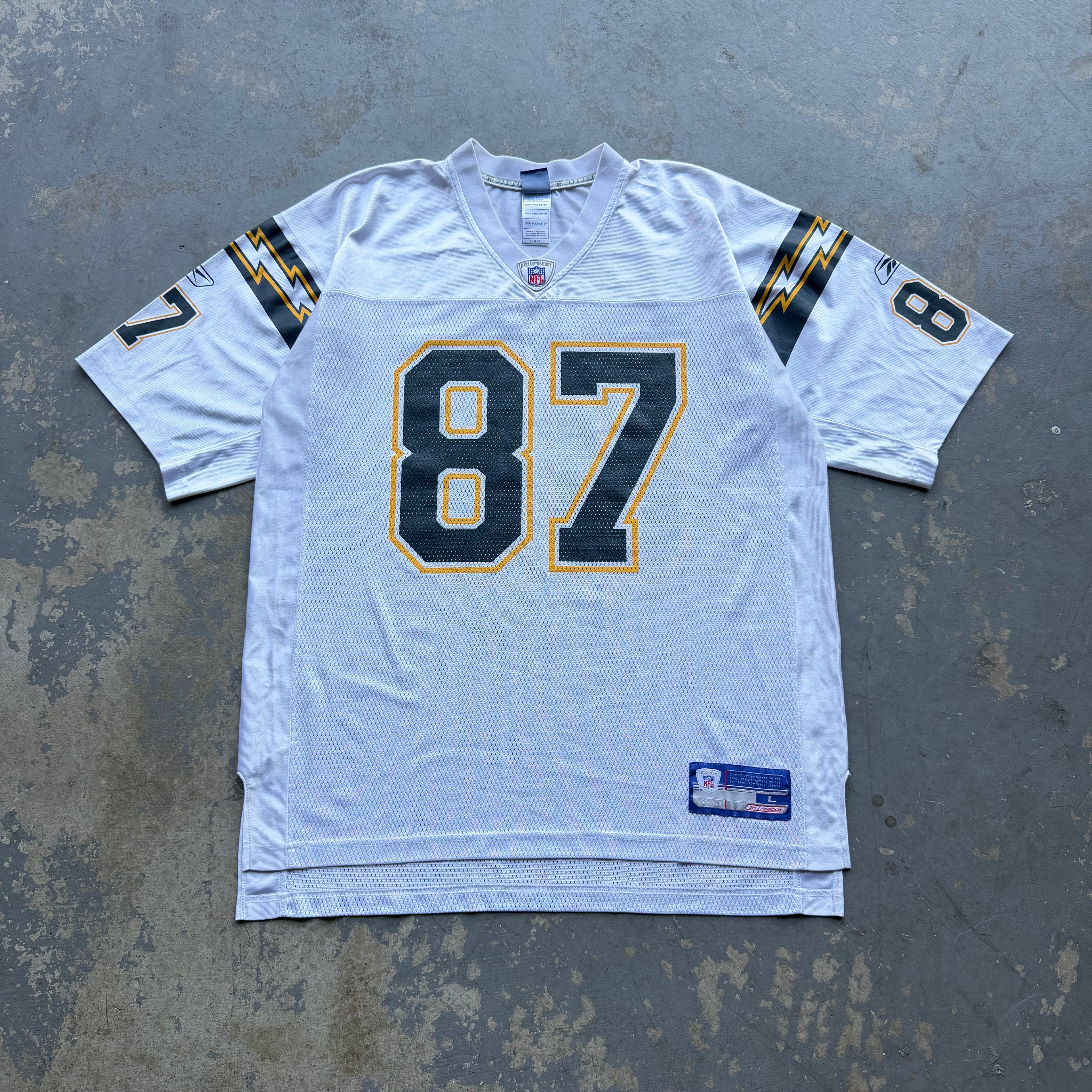 00’S REEBOK TIM DWIGHT CHARGERS WHITE “AWAY” JERSEY (L)