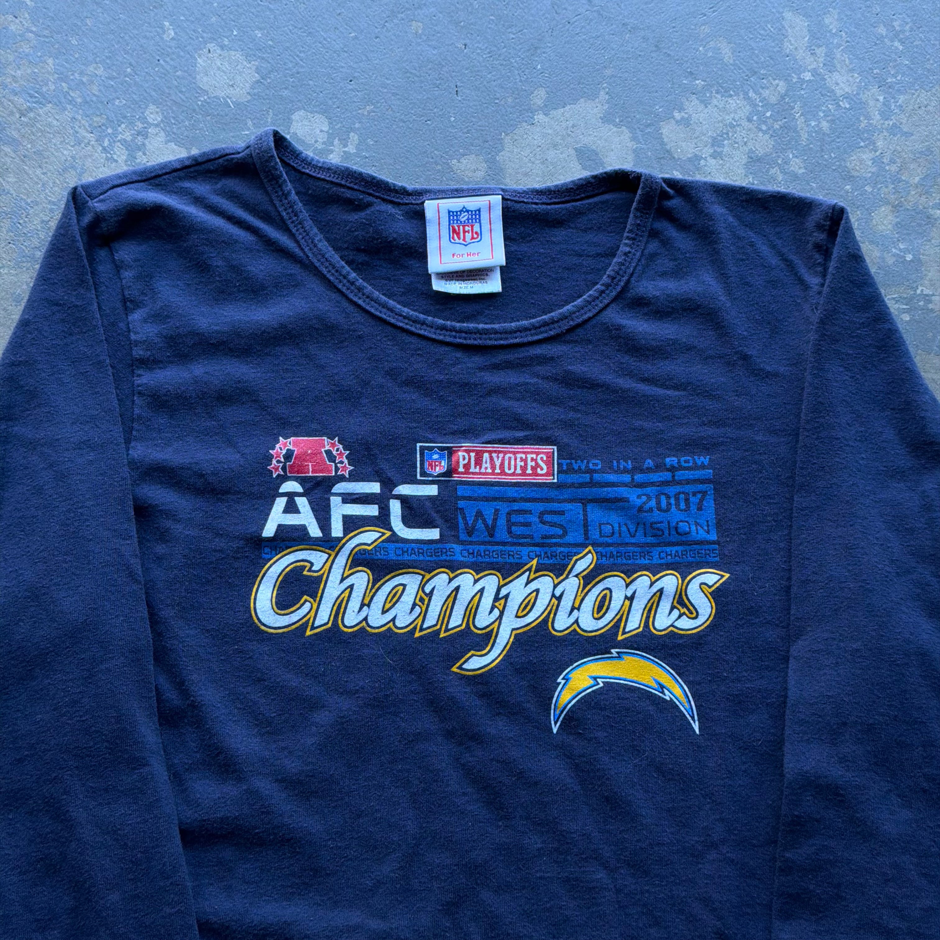 2007 CHARGERS AFC CHAMPIONS WOMEN’S LONG SLEEVE TEE (M)