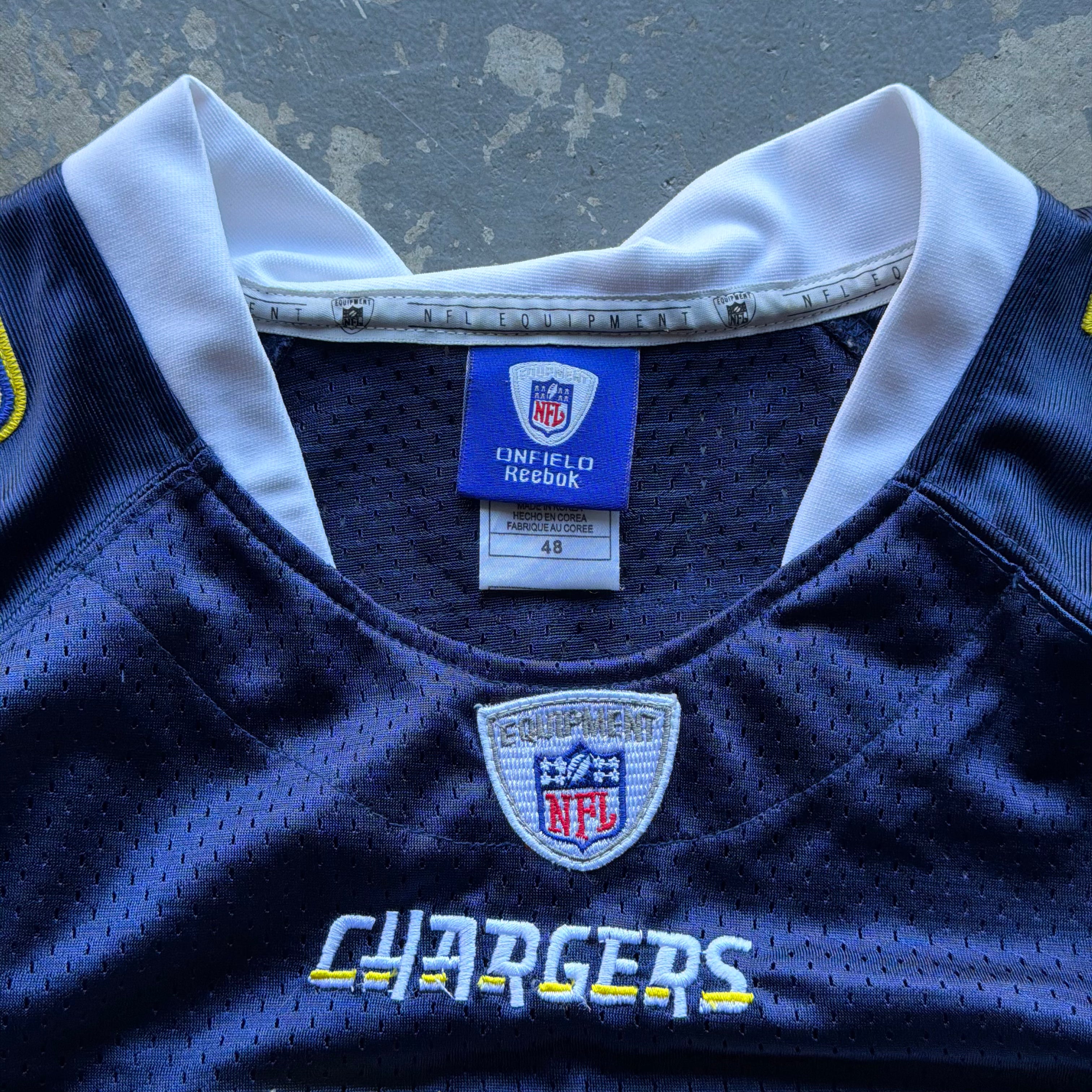 00’S REEBOK CHARGERS DARREN SPROLES NAVY BLUE JERSEY (48) XL