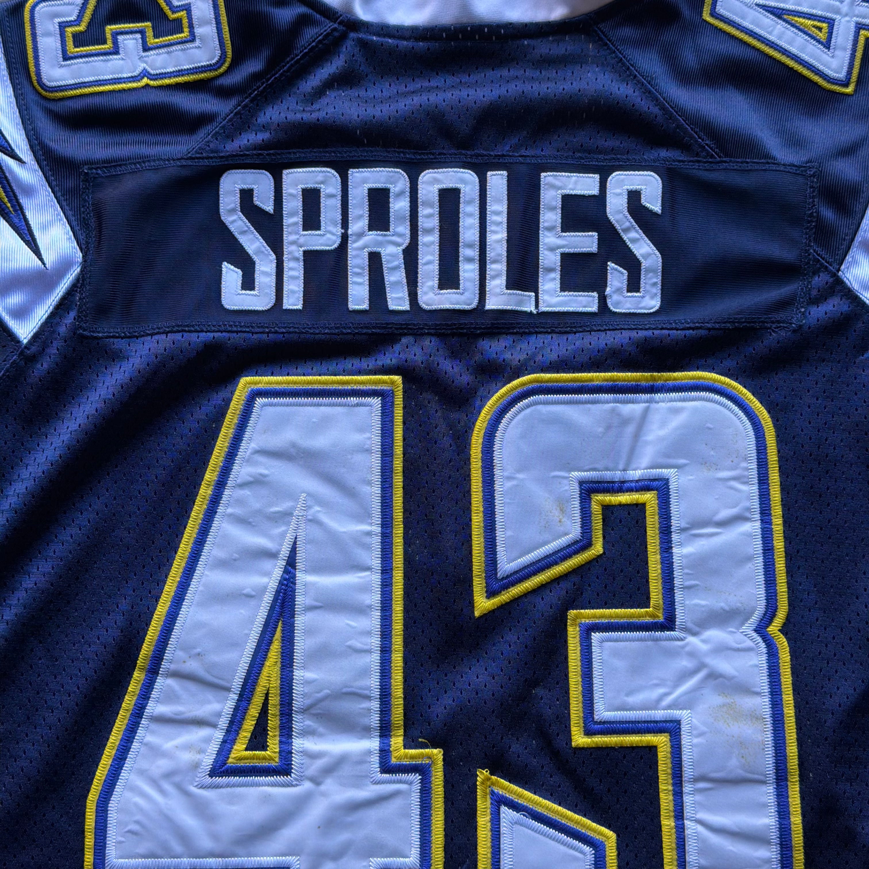 00’S REEBOK CHARGERS DARREN SPROLES NAVY BLUE JERSEY (48) XL