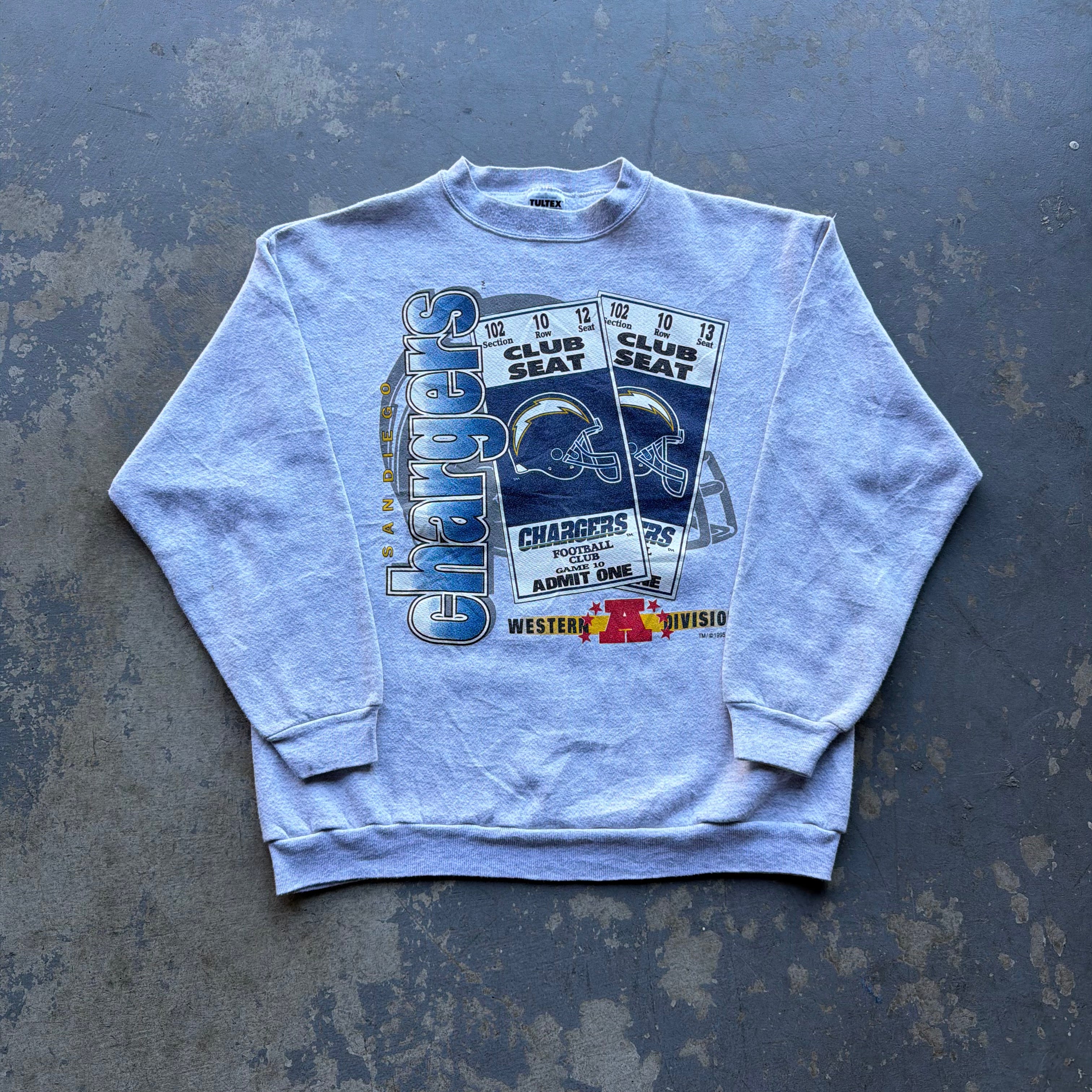 1995 CHARGERS CLUB SEAT TICKET CREWNECK (L)