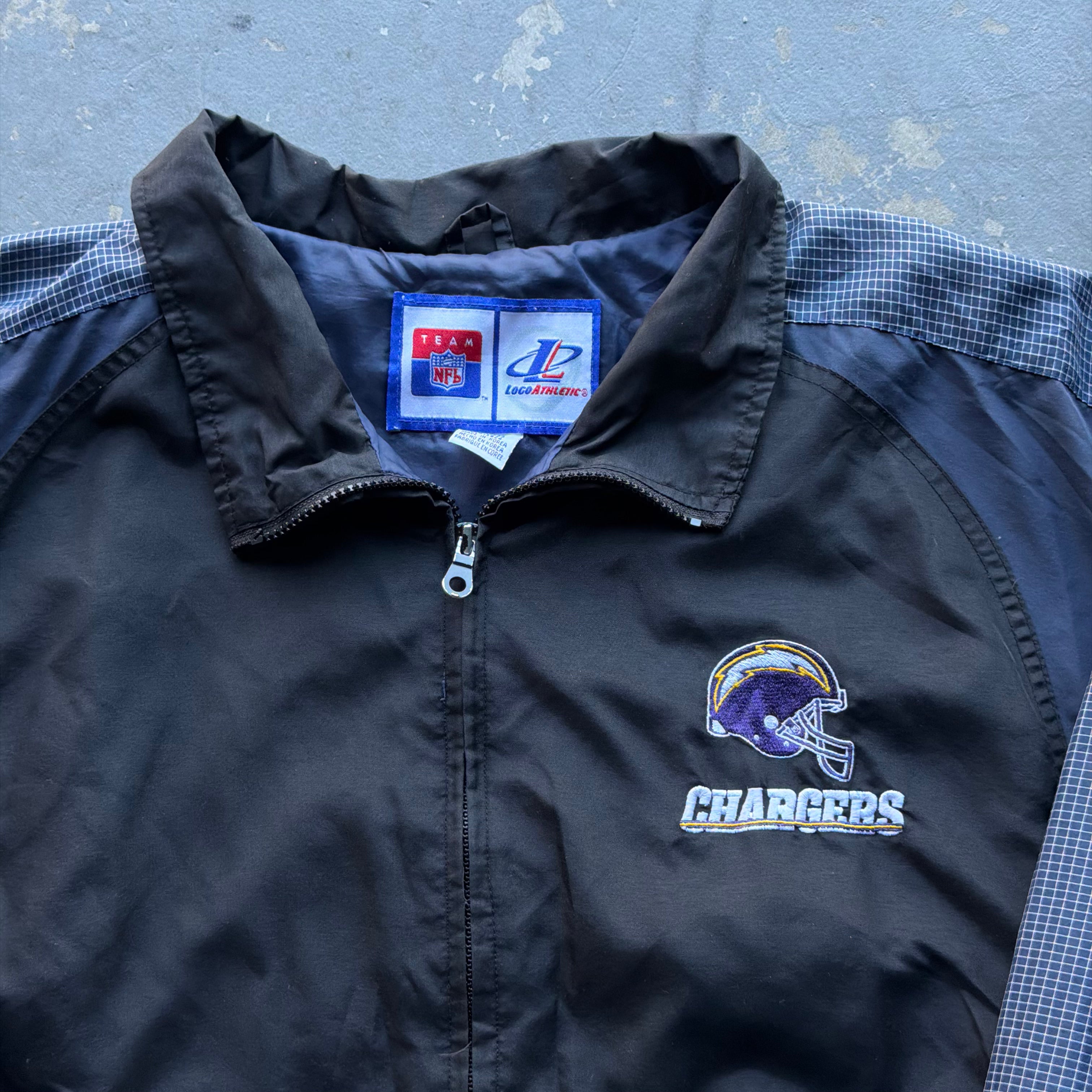 90’S LOGO ATHLETIC CHARGERS WINDBREAKER JACKET (L)