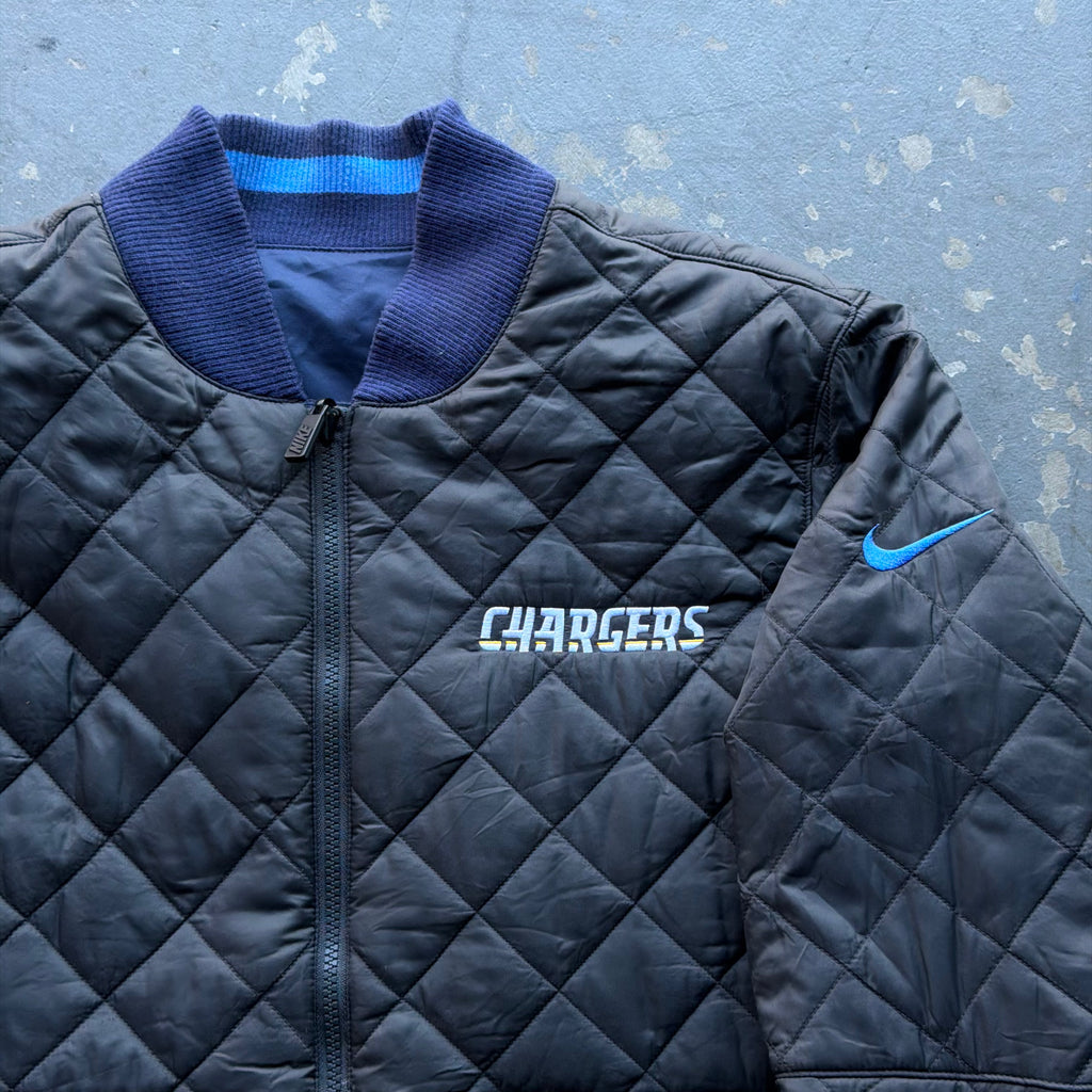 NIKE CHARGERS DIAMOND QUILTED REVERSIBLE JACKET (L)