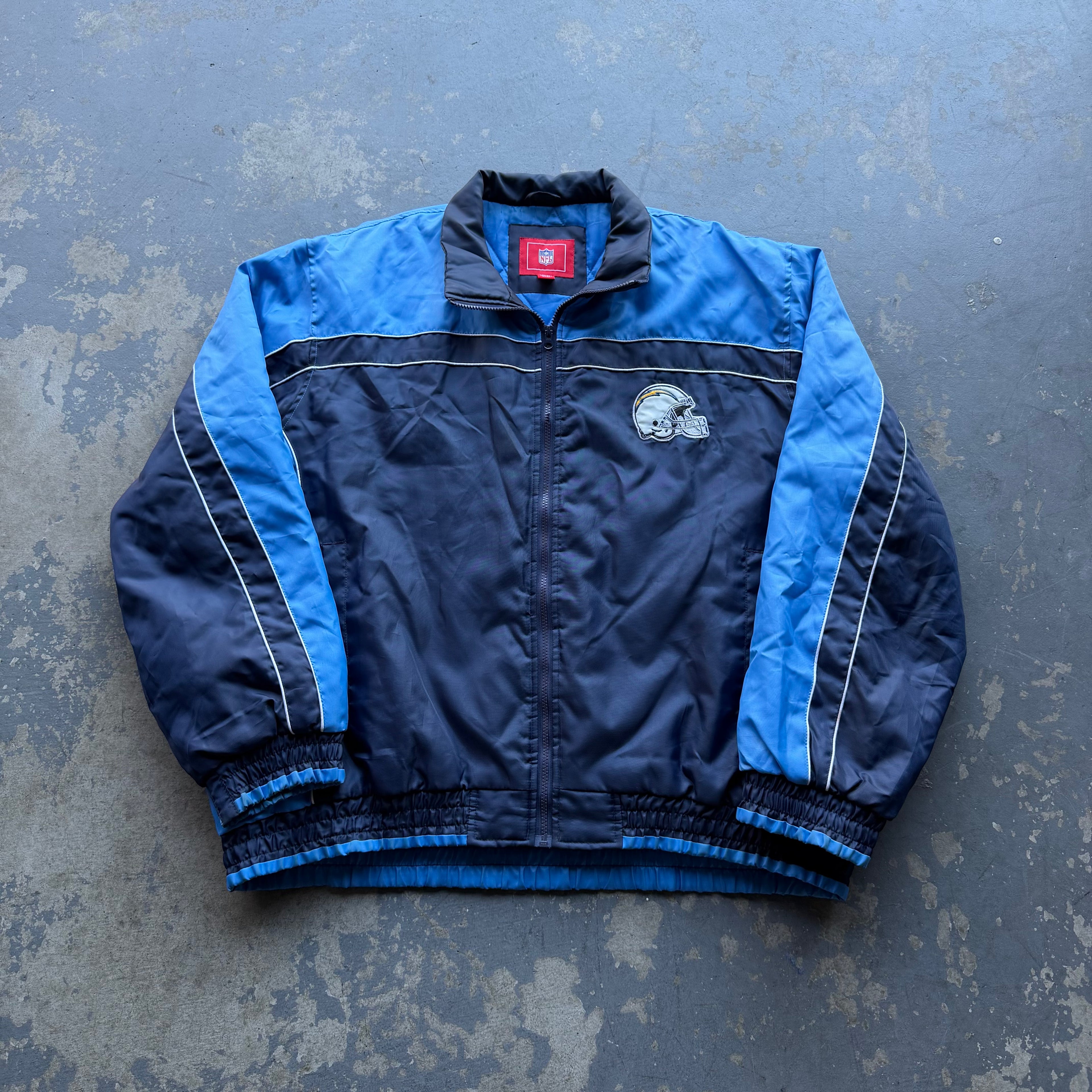00’S NFL CHARGERS QUILTED NYLON ZIP UP JACKET (XXL)