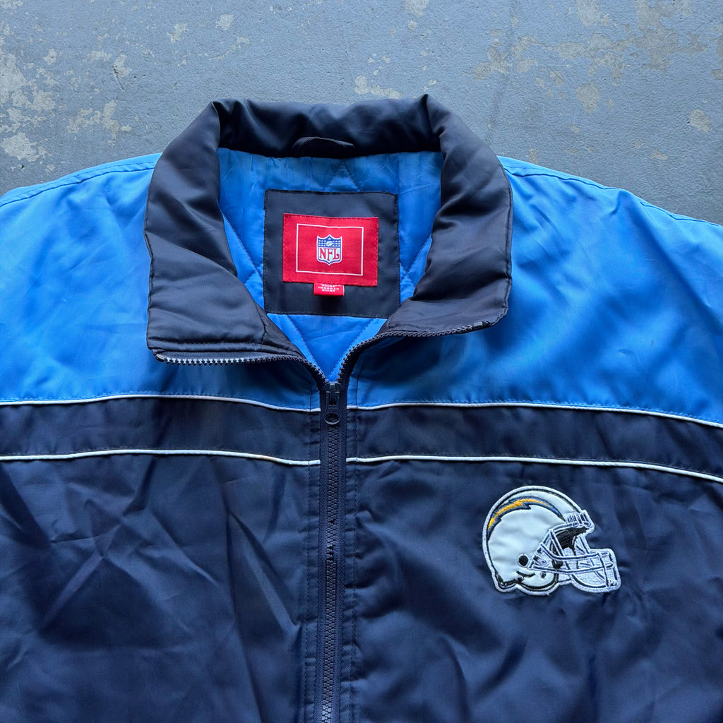 00’S NFL CHARGERS QUILTED NYLON ZIP UP JACKET (XXL)