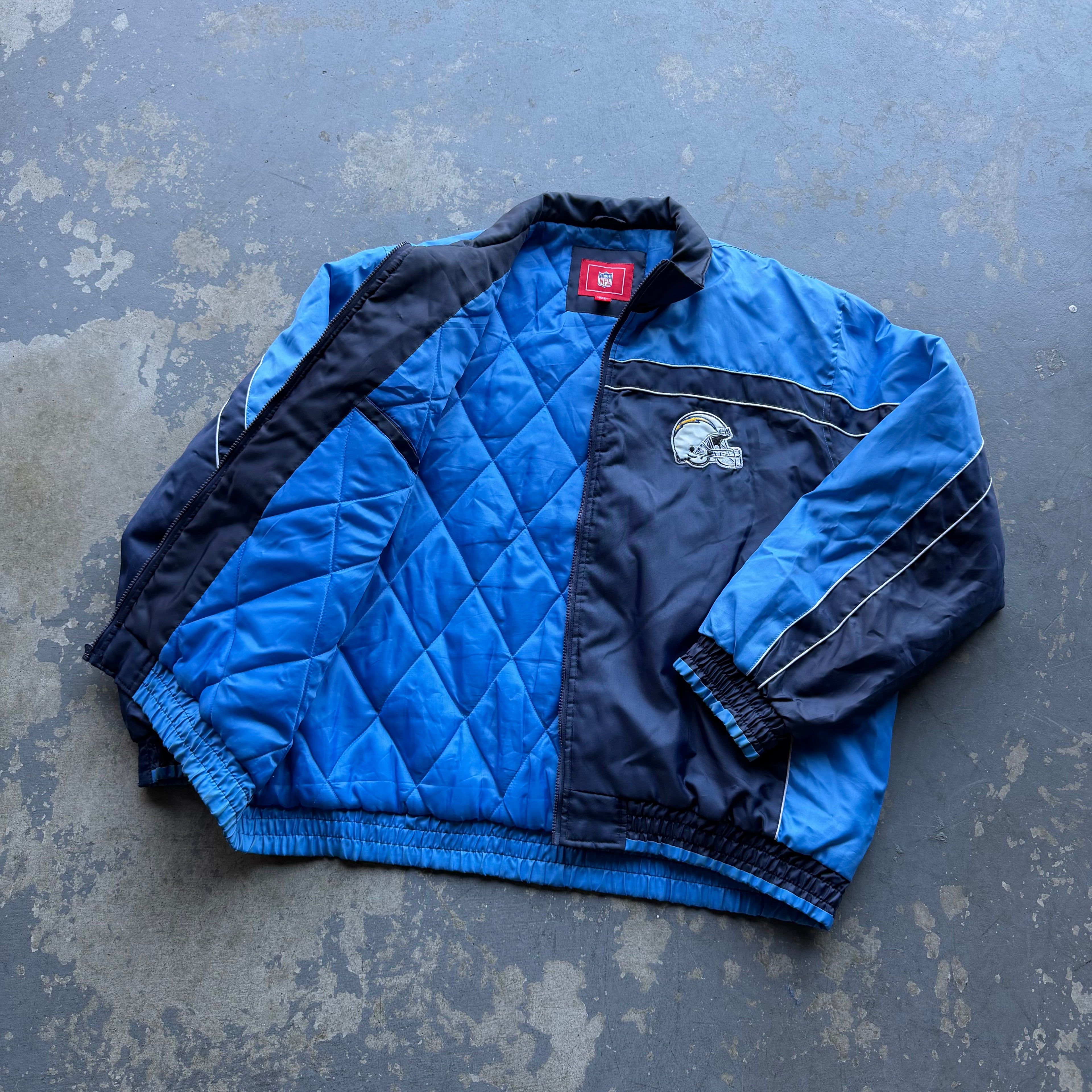 00’S NFL CHARGERS QUILTED NYLON ZIP UP JACKET (XXL)