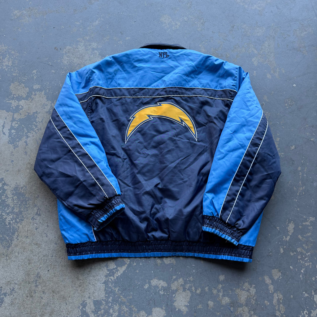 00’S NFL CHARGERS QUILTED NYLON ZIP UP JACKET (XXL)