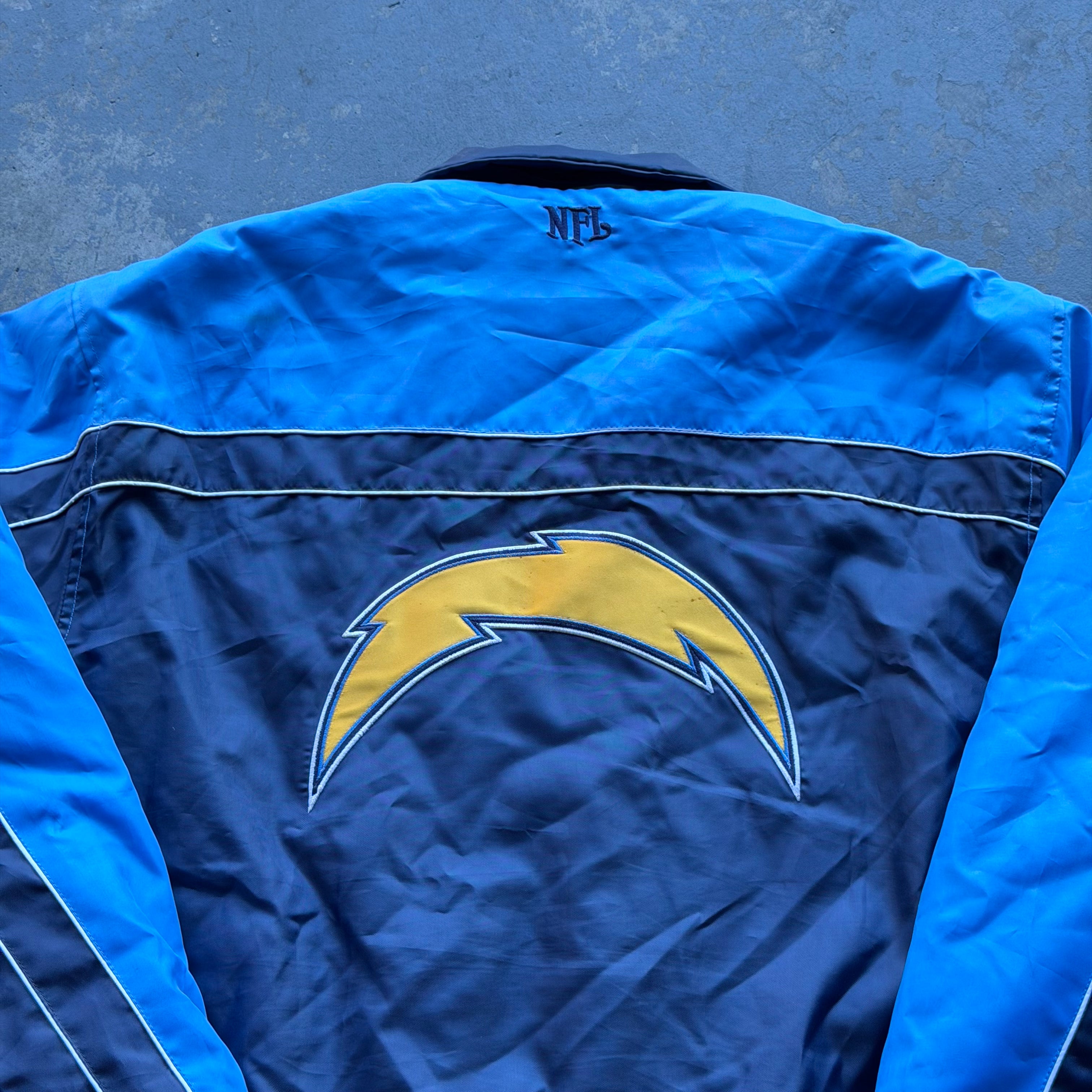 00’S NFL CHARGERS QUILTED NYLON ZIP UP JACKET (XXL)