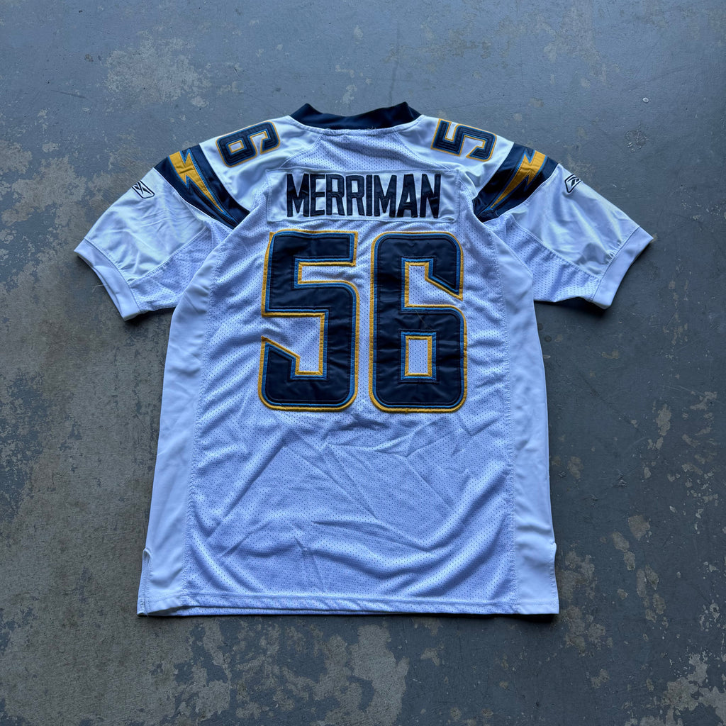 00’S REEBOK CHARGERS SHAWNE MERRIMAN WHITE AWAY JERSEY (48) XL
