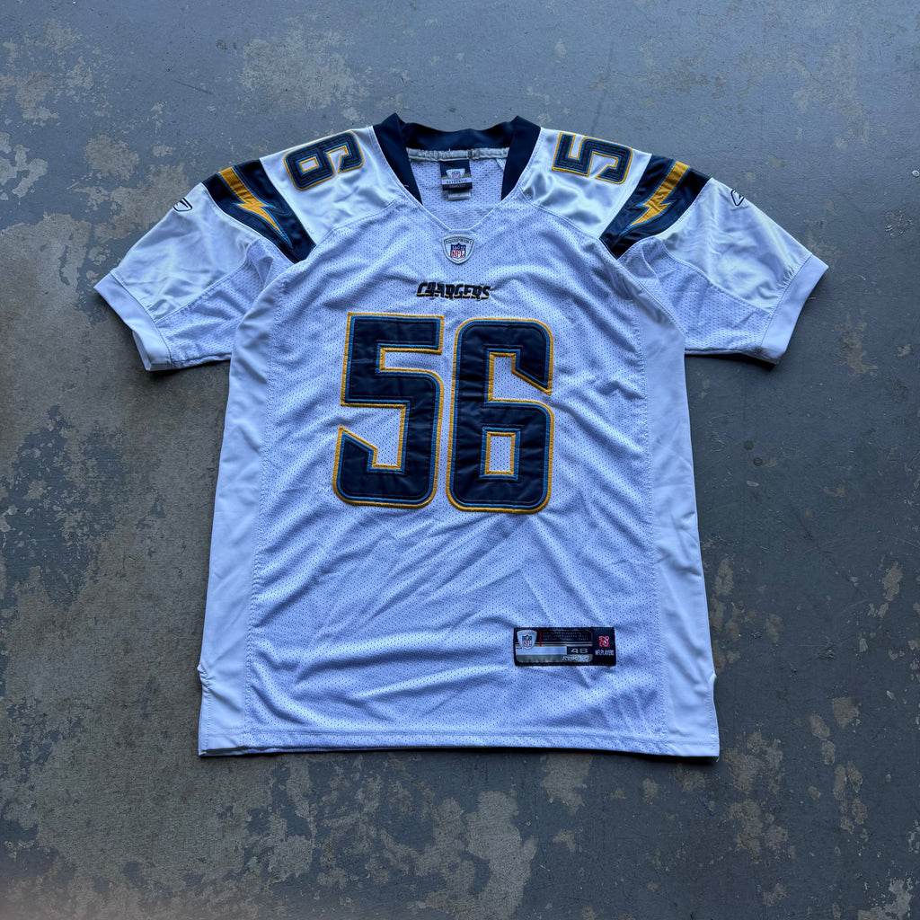 00’S REEBOK CHARGERS SHAWNE MERRIMAN WHITE AWAY JERSEY (48) XL