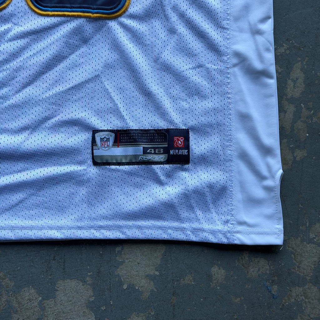 00’S REEBOK CHARGERS SHAWNE MERRIMAN WHITE AWAY JERSEY (48) XL