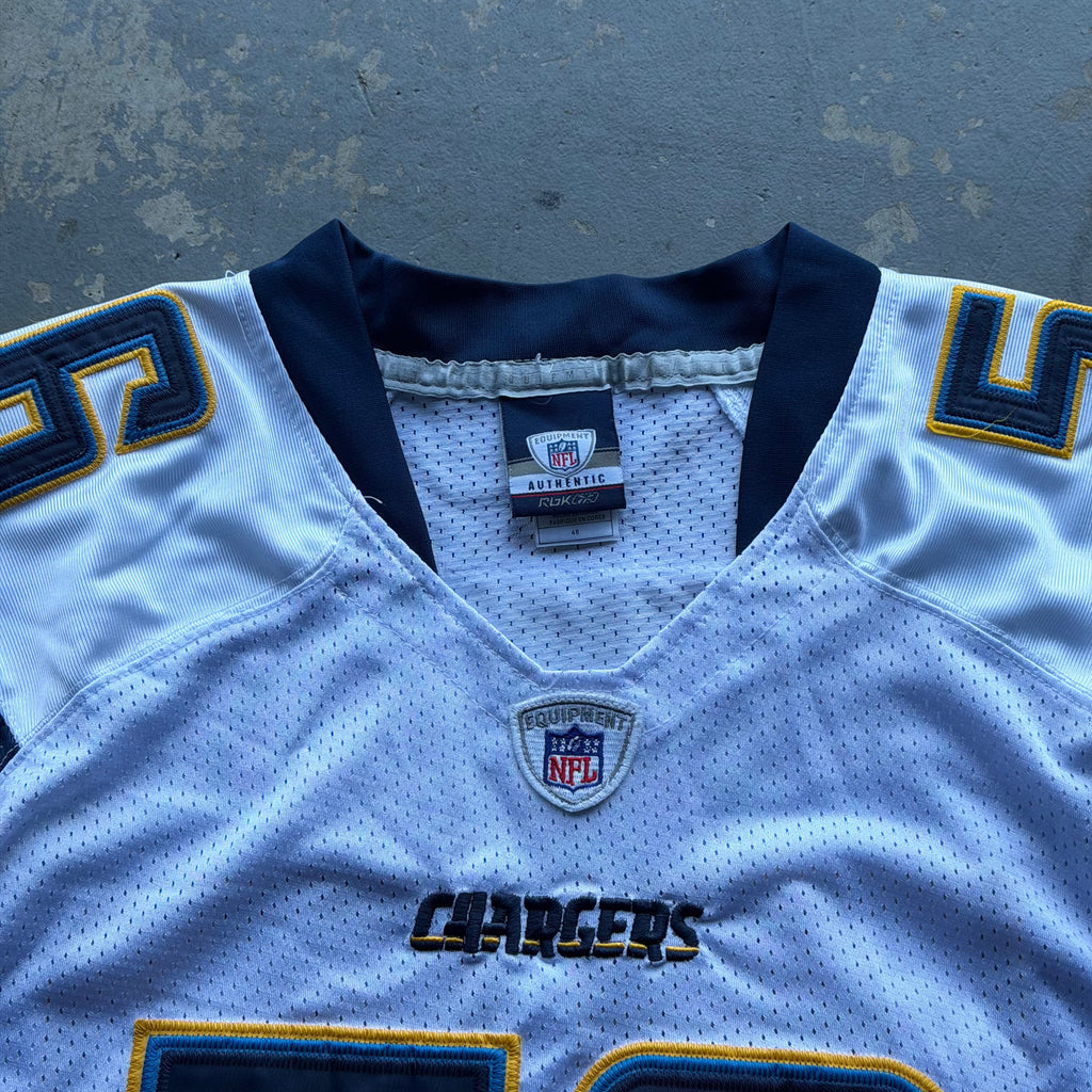 00’S REEBOK CHARGERS SHAWNE MERRIMAN WHITE AWAY JERSEY (48) XL