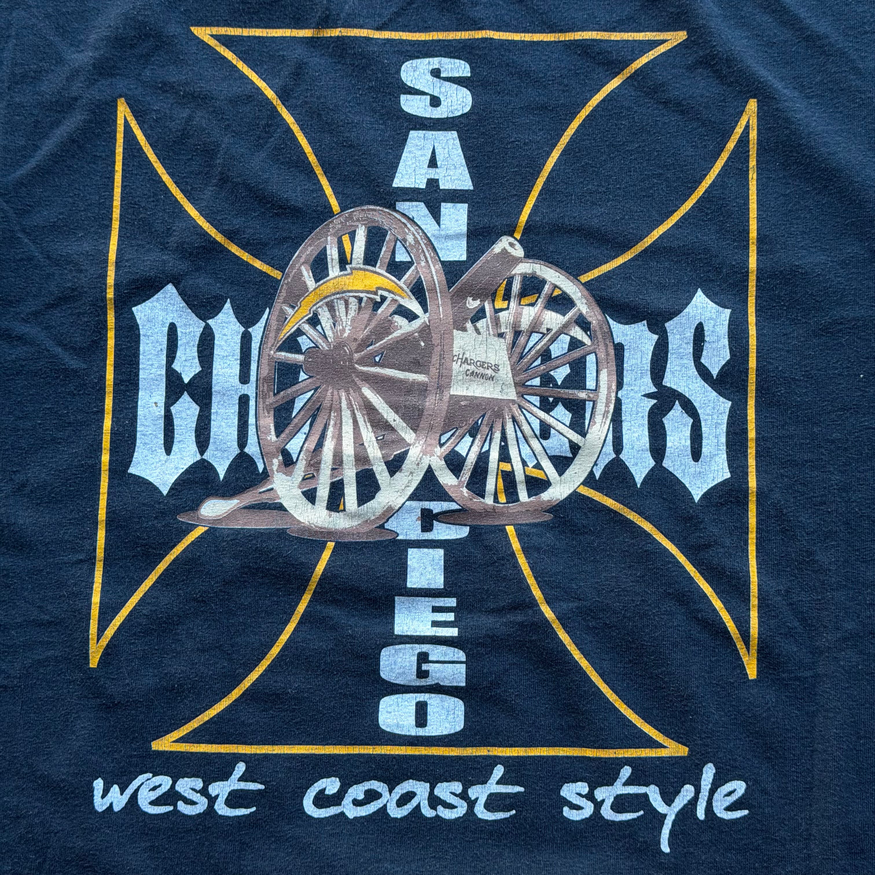 00'S CHARGERS WEST COAST CHOPPERS STYLE T-SHIRT (2XL)