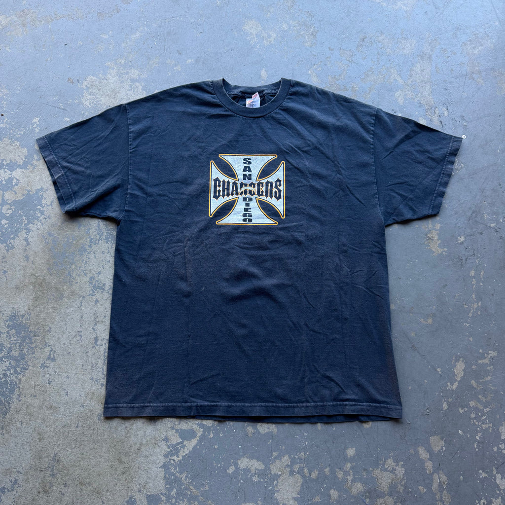 00'S CHARGERS WEST COAST CHOPPERS STYLE T-SHIRT (2XL)