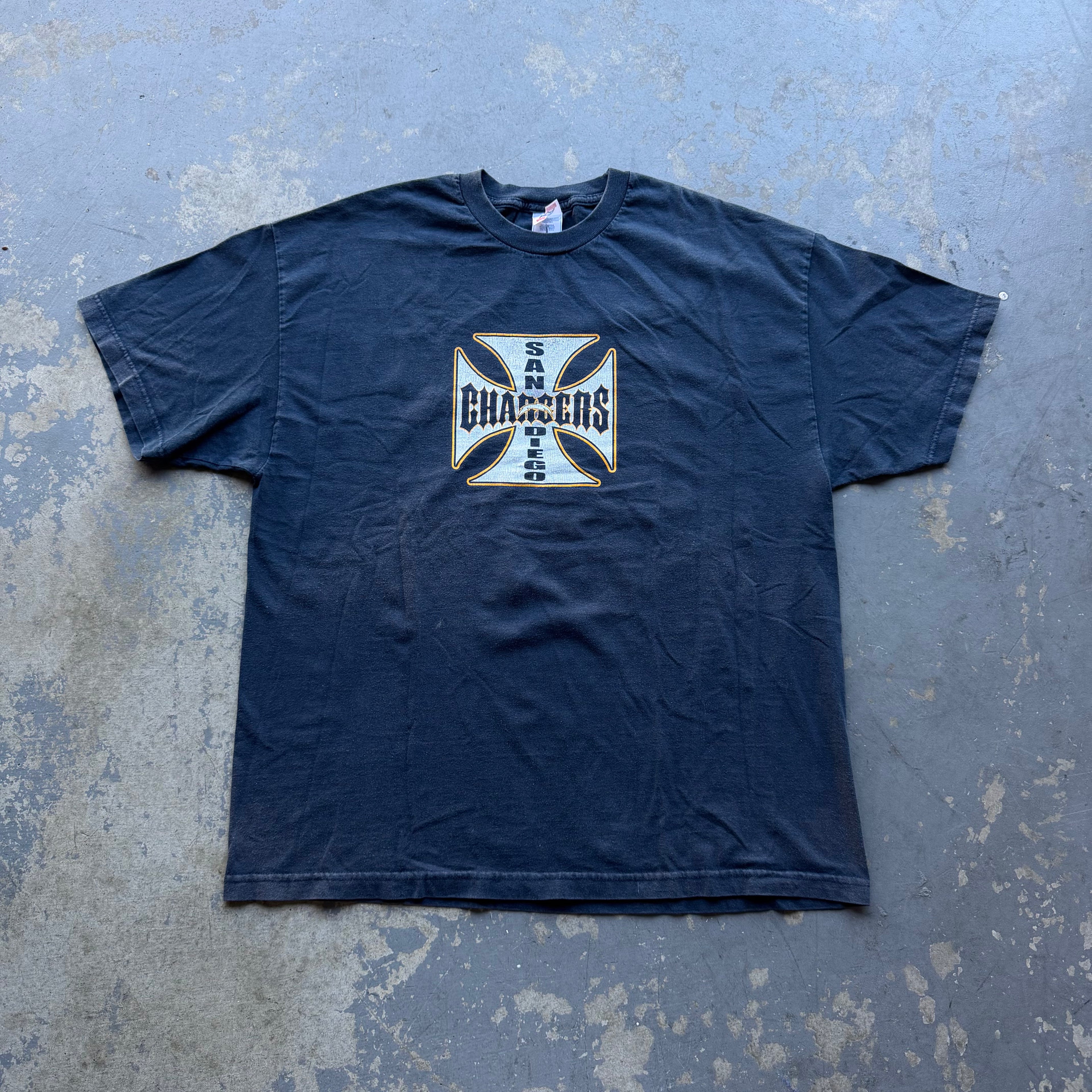 00'S CHARGERS WEST COAST CHOPPERS STYLE T-SHIRT (2XL)