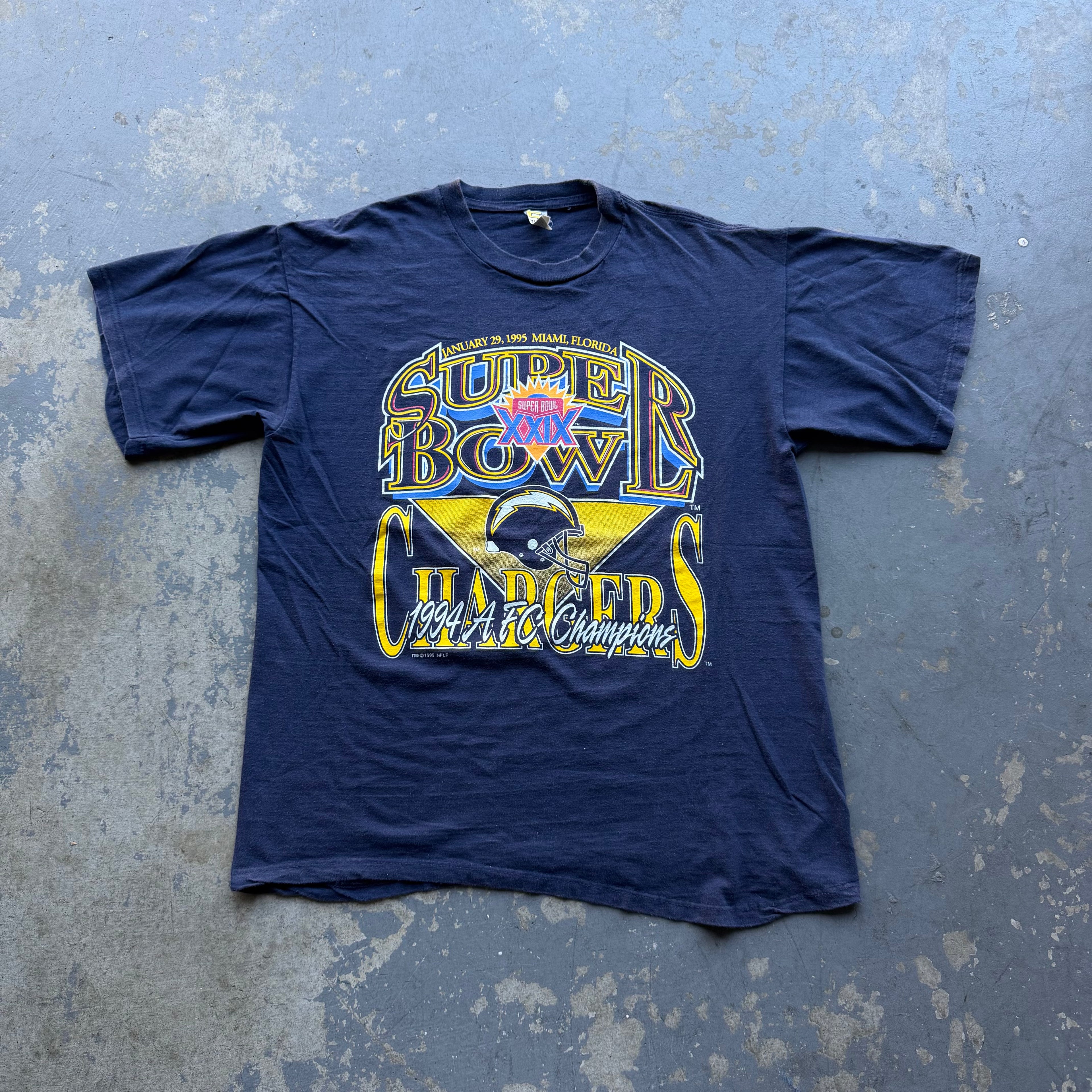 1995 CHARGERS SUPER BOWL AFC CHAMPIONS T-SHIRT (XL)